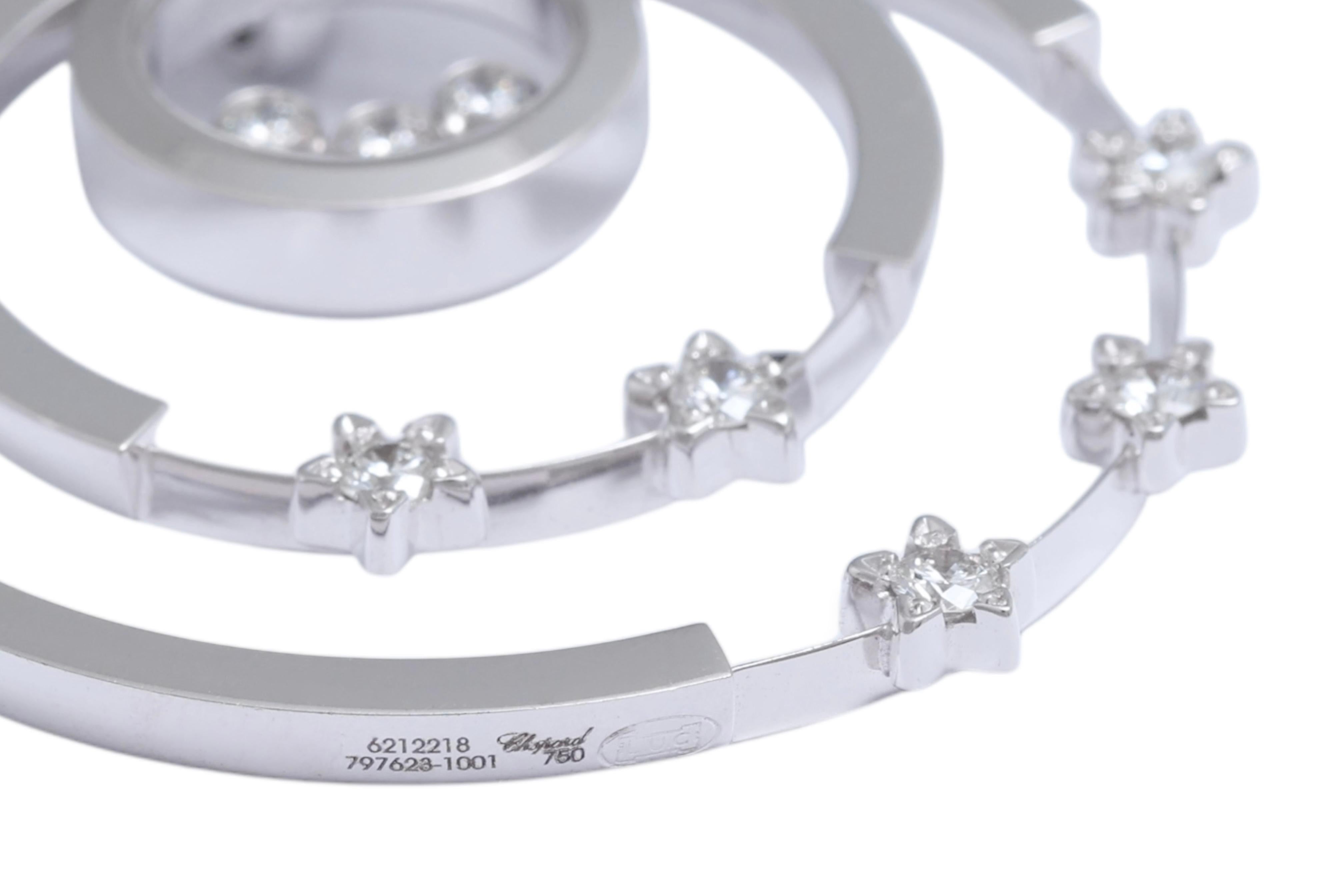 Chopard Collier / pendentif Happy Diamonds en or blanc 18 ct et diamants en vente 6
