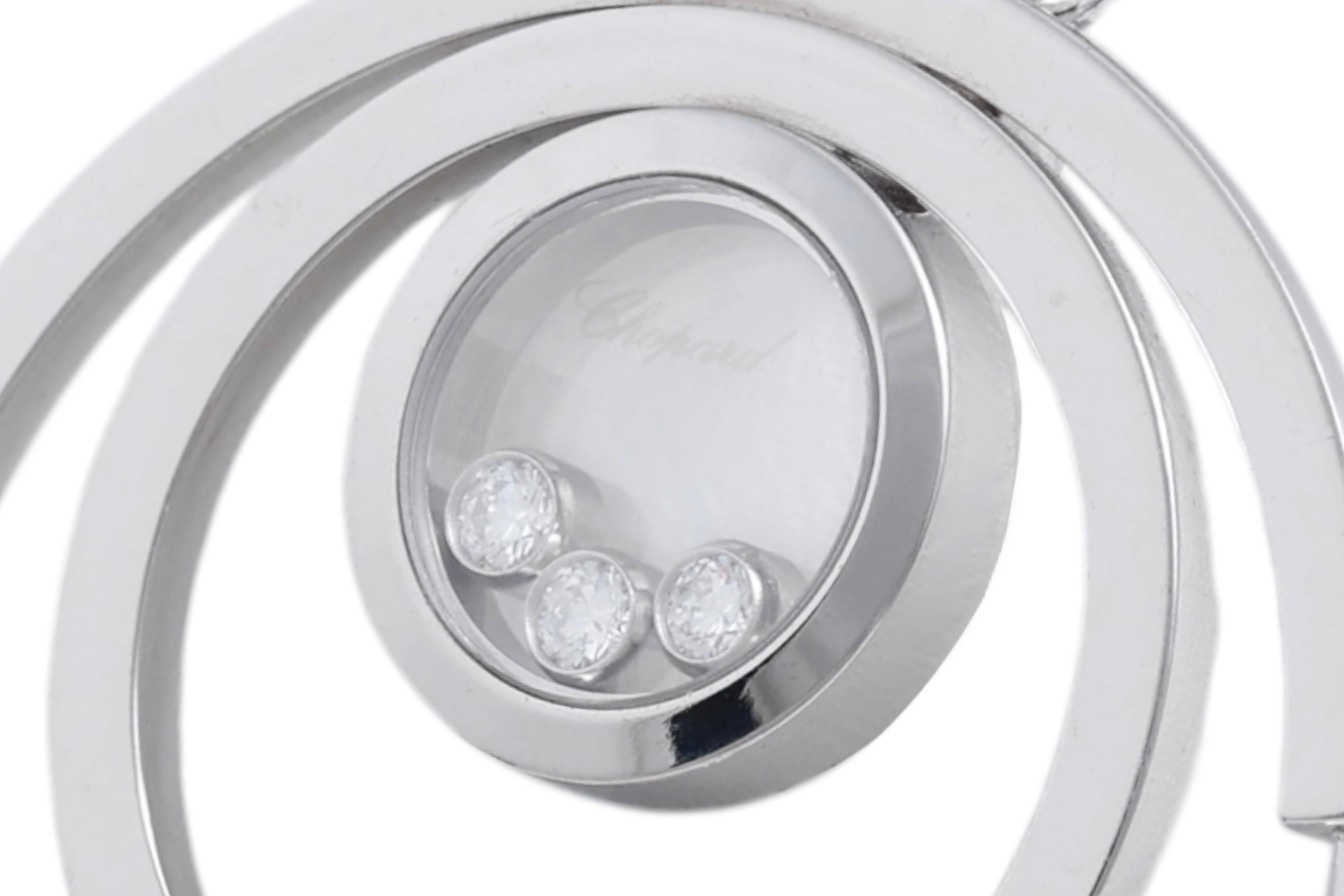 Taille brillant Chopard Collier / pendentif Happy Diamonds en or blanc 18 ct et diamants en vente