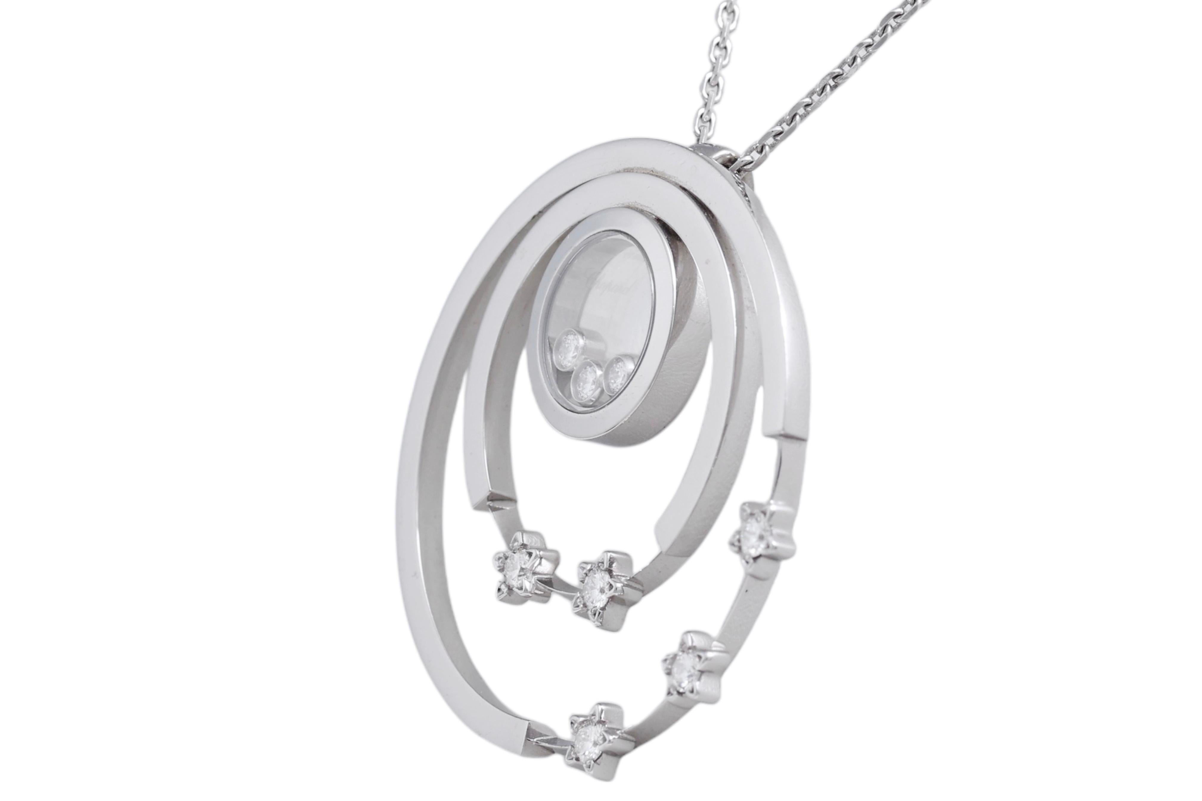 Chopard Collier / pendentif Happy Diamonds en or blanc 18 ct et diamants Excellent état - En vente à Antwerp, BE