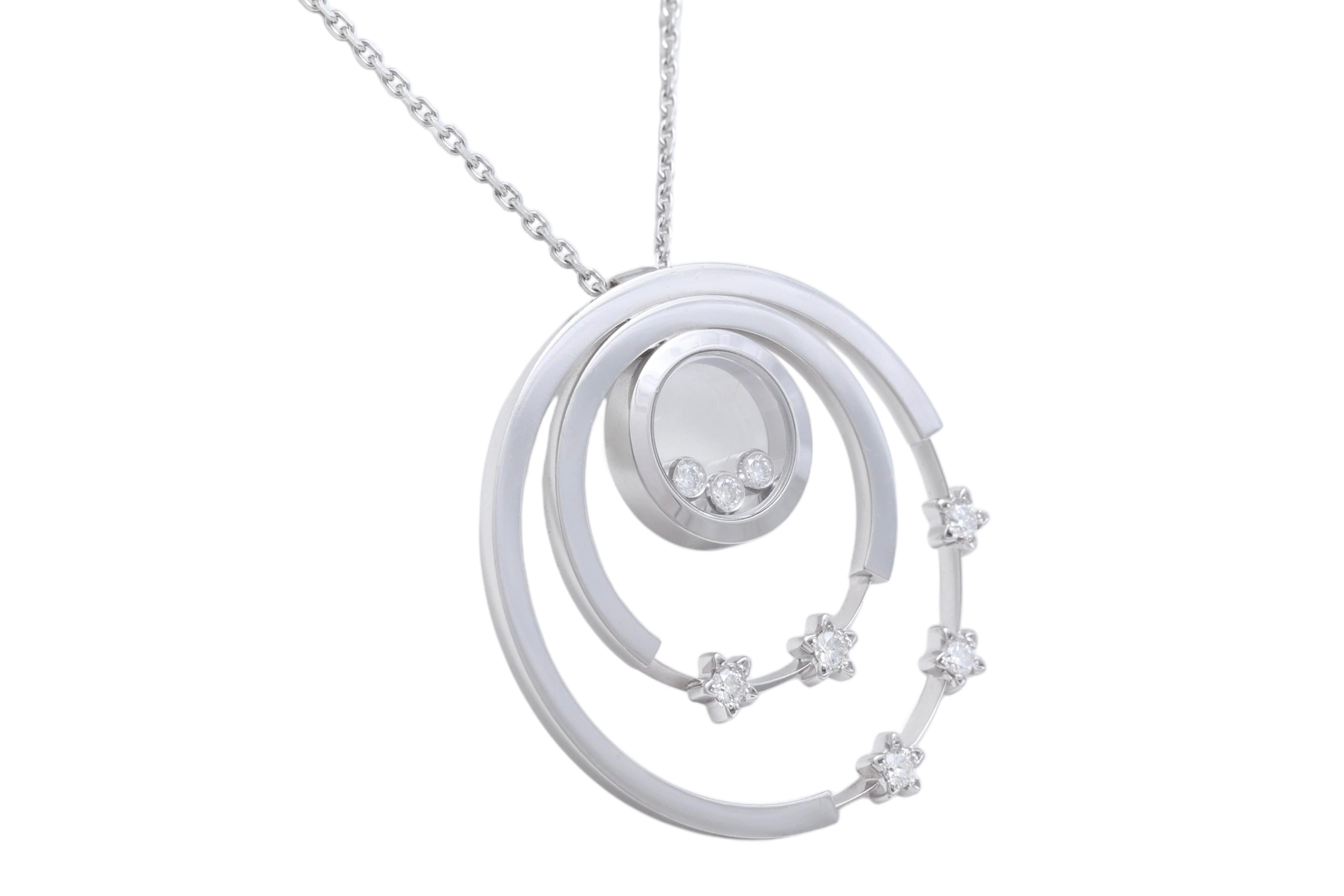 Chopard Collier / pendentif Happy Diamonds en or blanc 18 ct et diamants Unisexe en vente