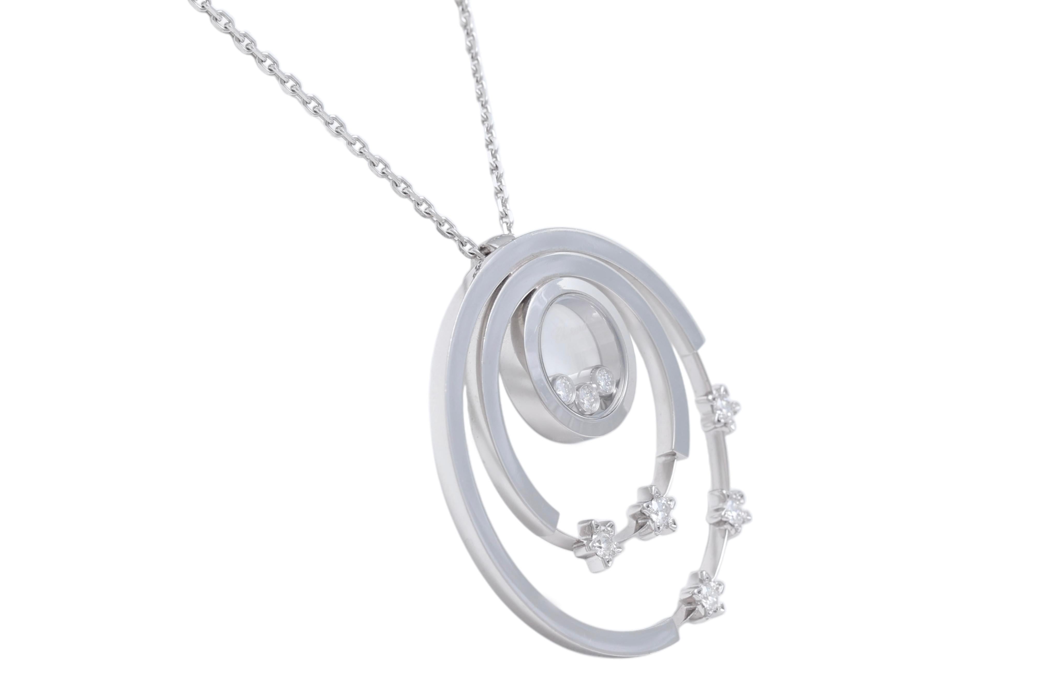 Chopard Collier / pendentif Happy Diamonds en or blanc 18 ct et diamants en vente 2