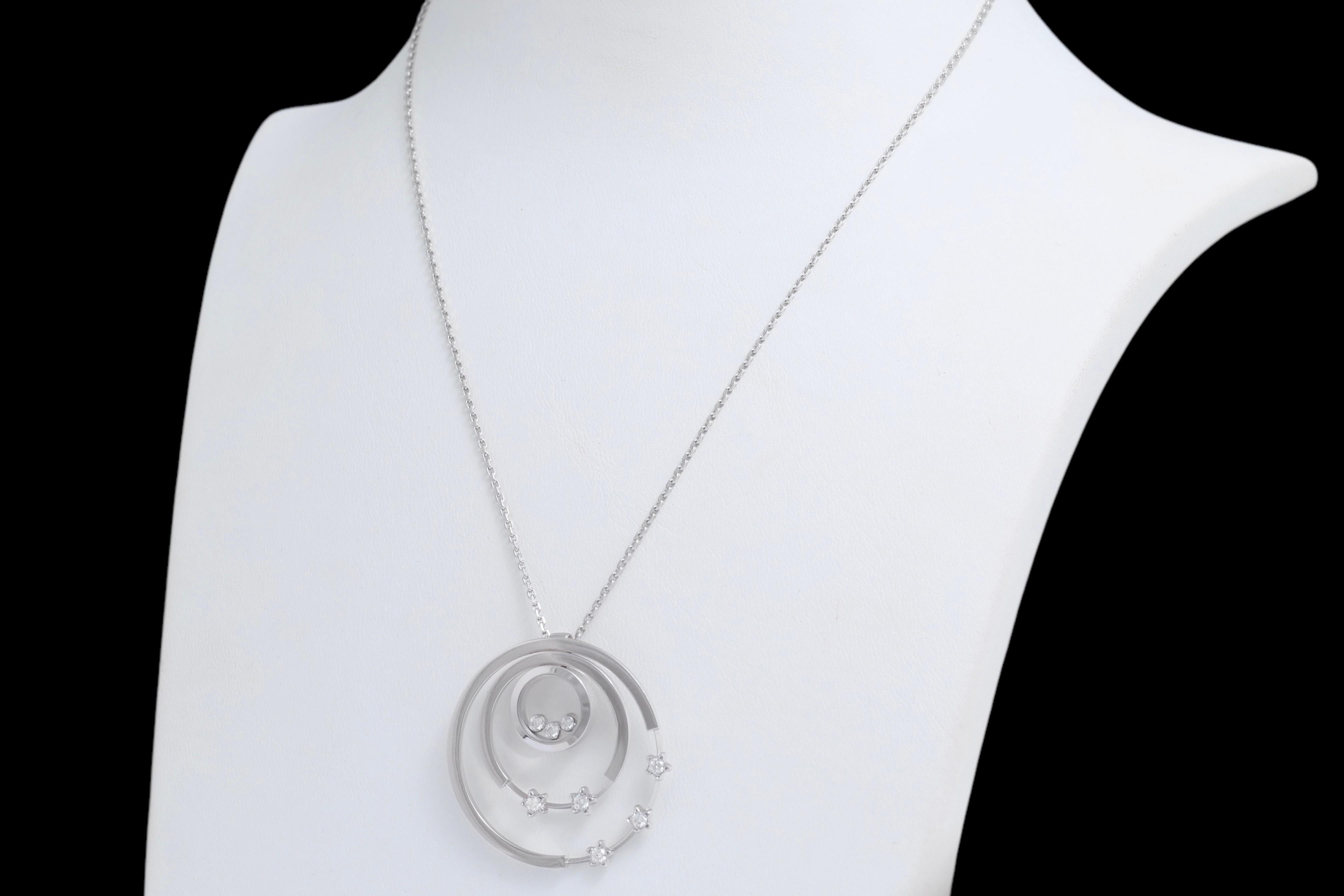 Chopard Collier / pendentif Happy Diamonds en or blanc 18 ct et diamants en vente 3