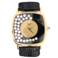 Vintage Chopard 1.80 Carat Happy Diamonds 18 Karat Yellow Gold Watch Fine Estate Jewelry