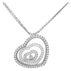 Chopard 1.80 Carats Diamonds 18K Gold Happy Spirit Floating Heart Necklace