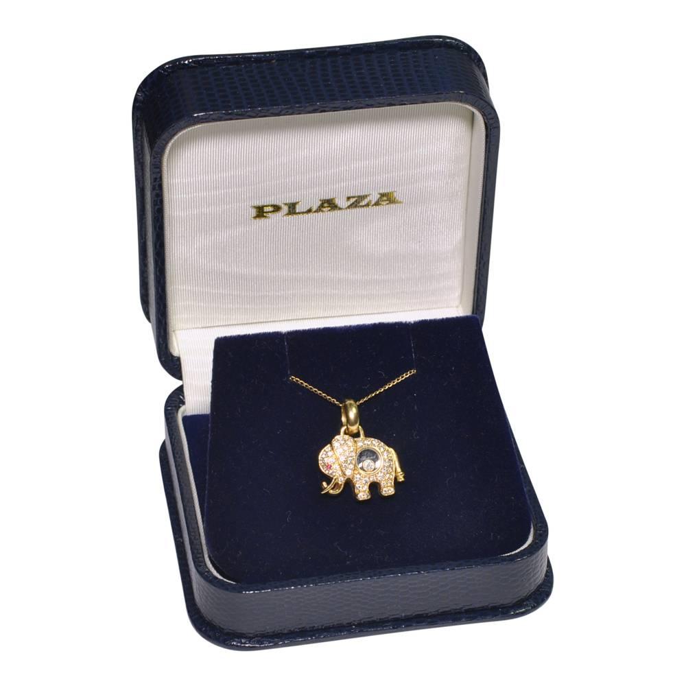 Chopard 18 Carat Happy Diamond Elephant Pendant Necklace In Excellent Condition In ALTRINCHAM, GB
