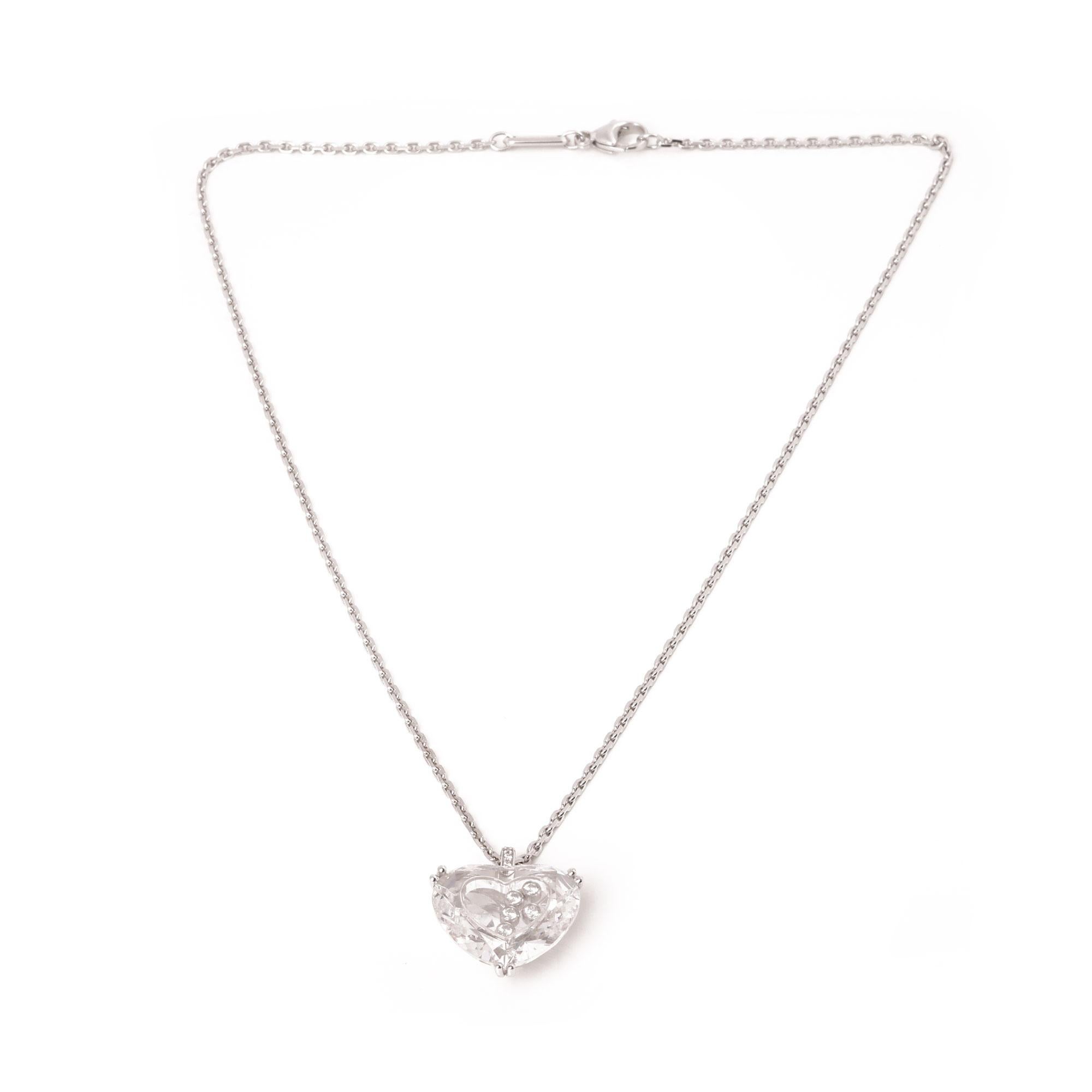 Round Cut Chopard 18ct White Gold So Happy Crystal Pendant