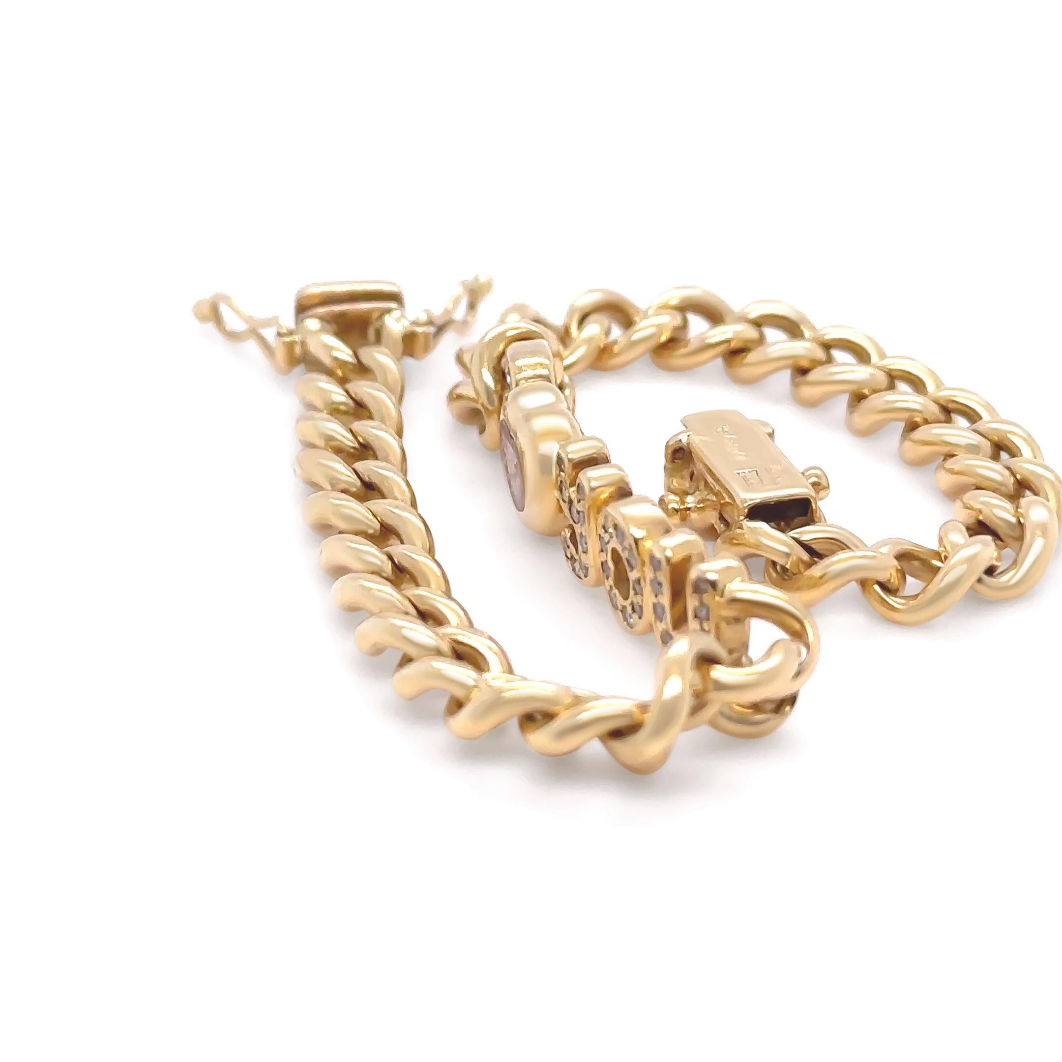 Taille ronde Chopard Bracelet en or jaune 18ct avec diamants - 26.74g en vente