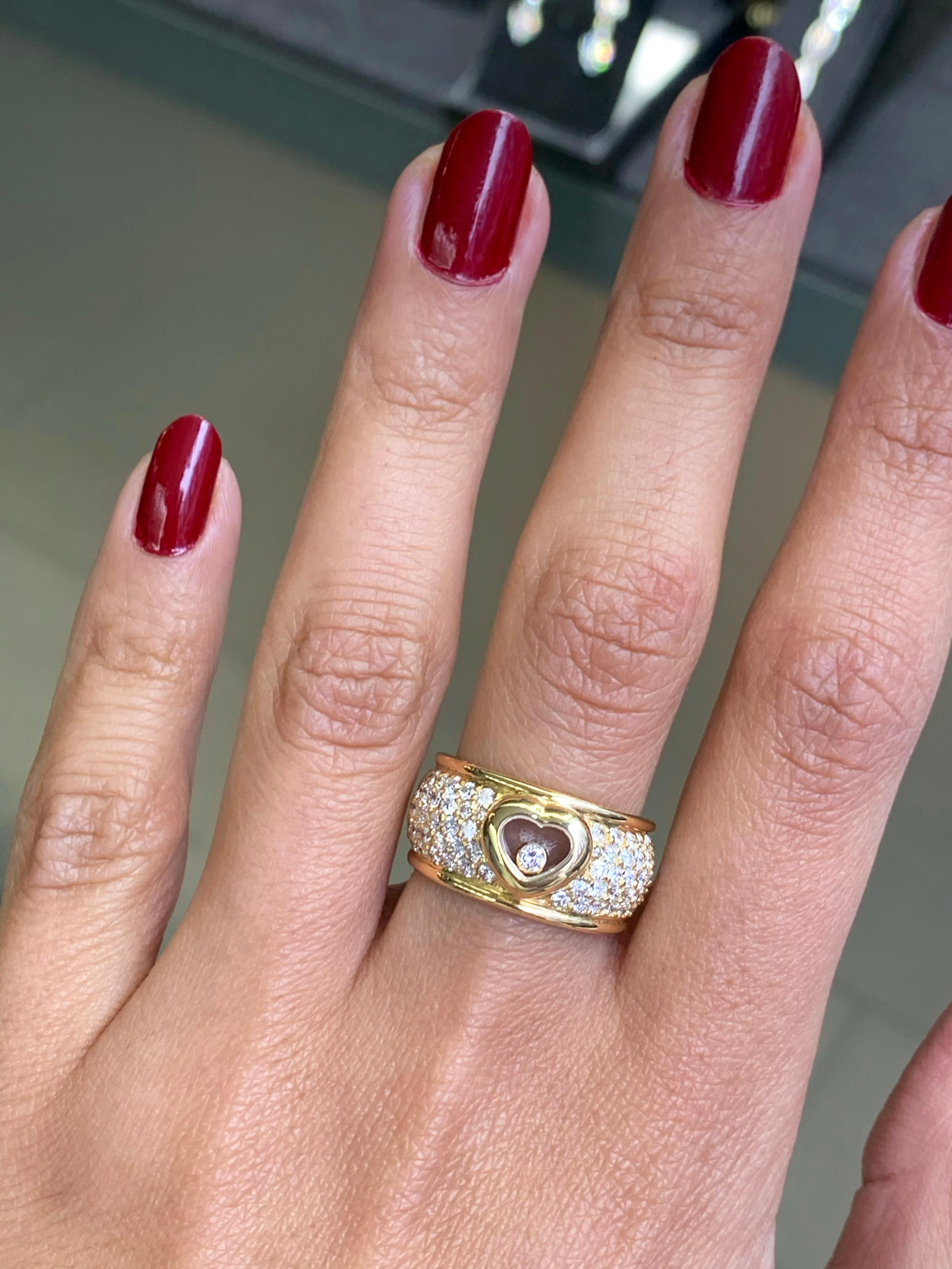 Women's Chopard 18 Carat Yellow Gold Happy Diamond Heart Pavé Ring