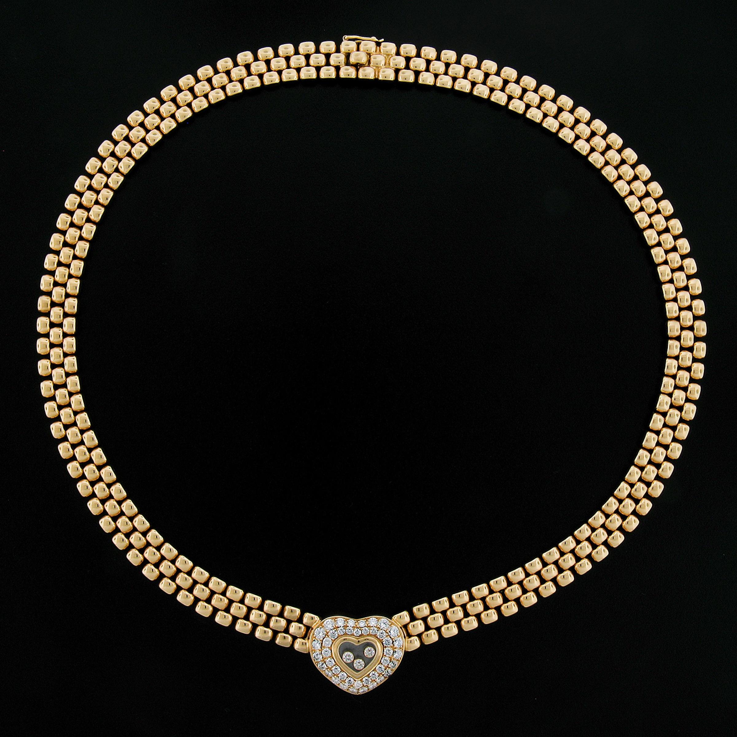 Women's Chopard 18K Gold Happy Diamond Heart Necklace 16.2