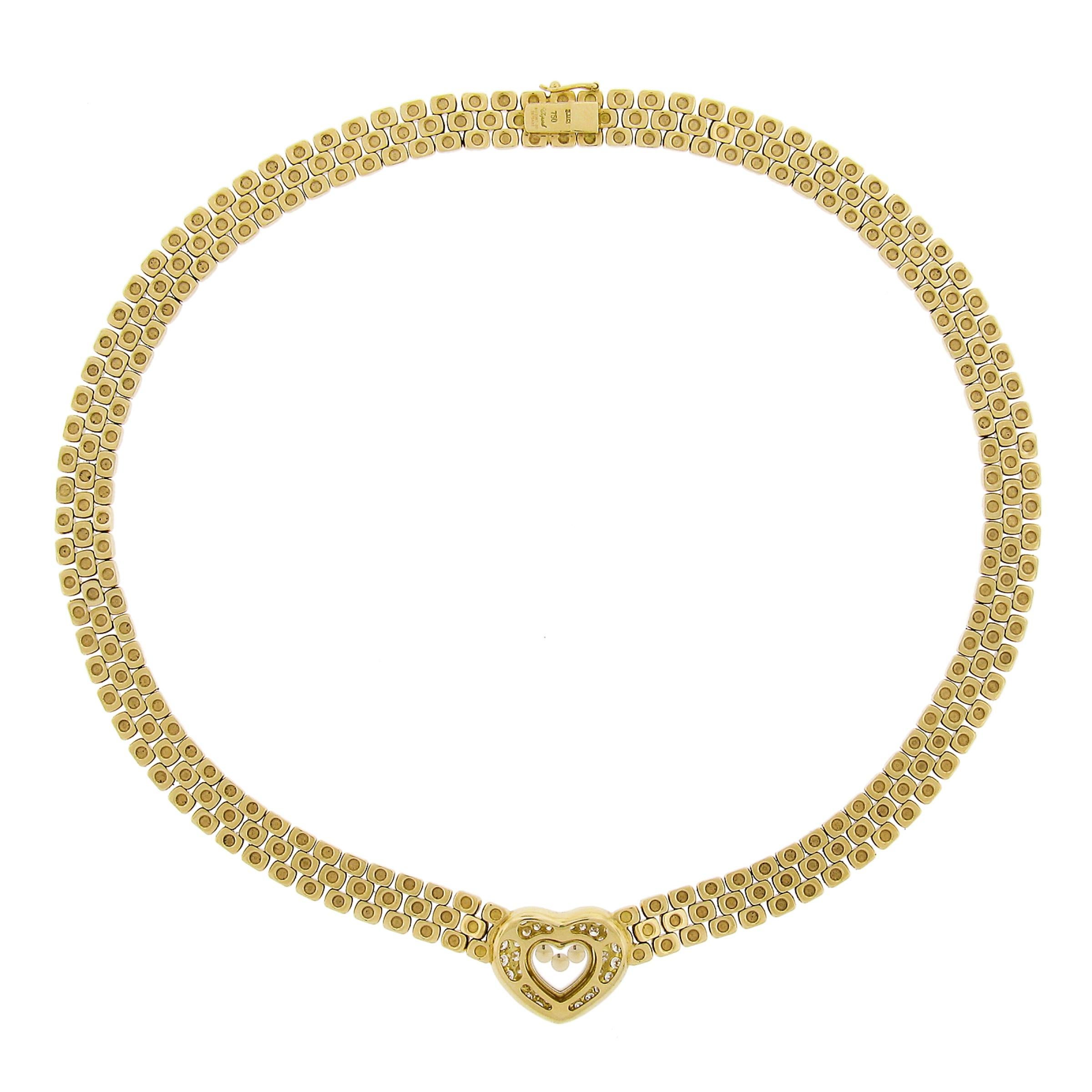 Chopard 18K Gold Happy Diamond Heart Necklace 16.2