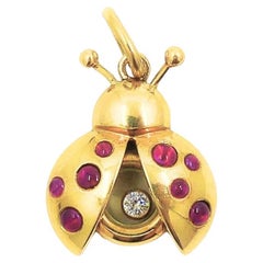 Chopard 18k Gold Happy Diamond Rubin-Damenvogel-Anhänger