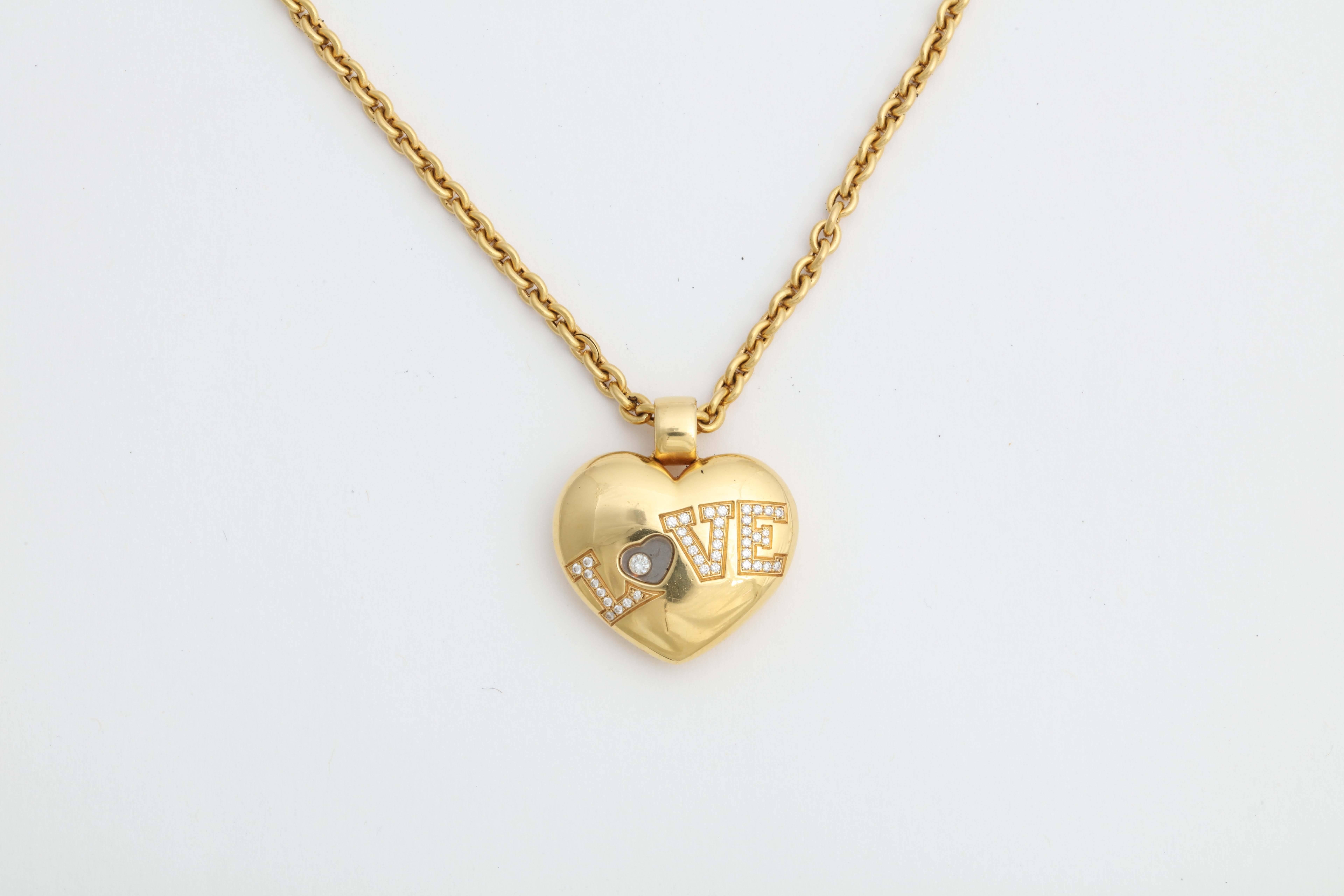 Round Cut Chopard 18K Gold Love Necklace with Happy Diamonds For Sale