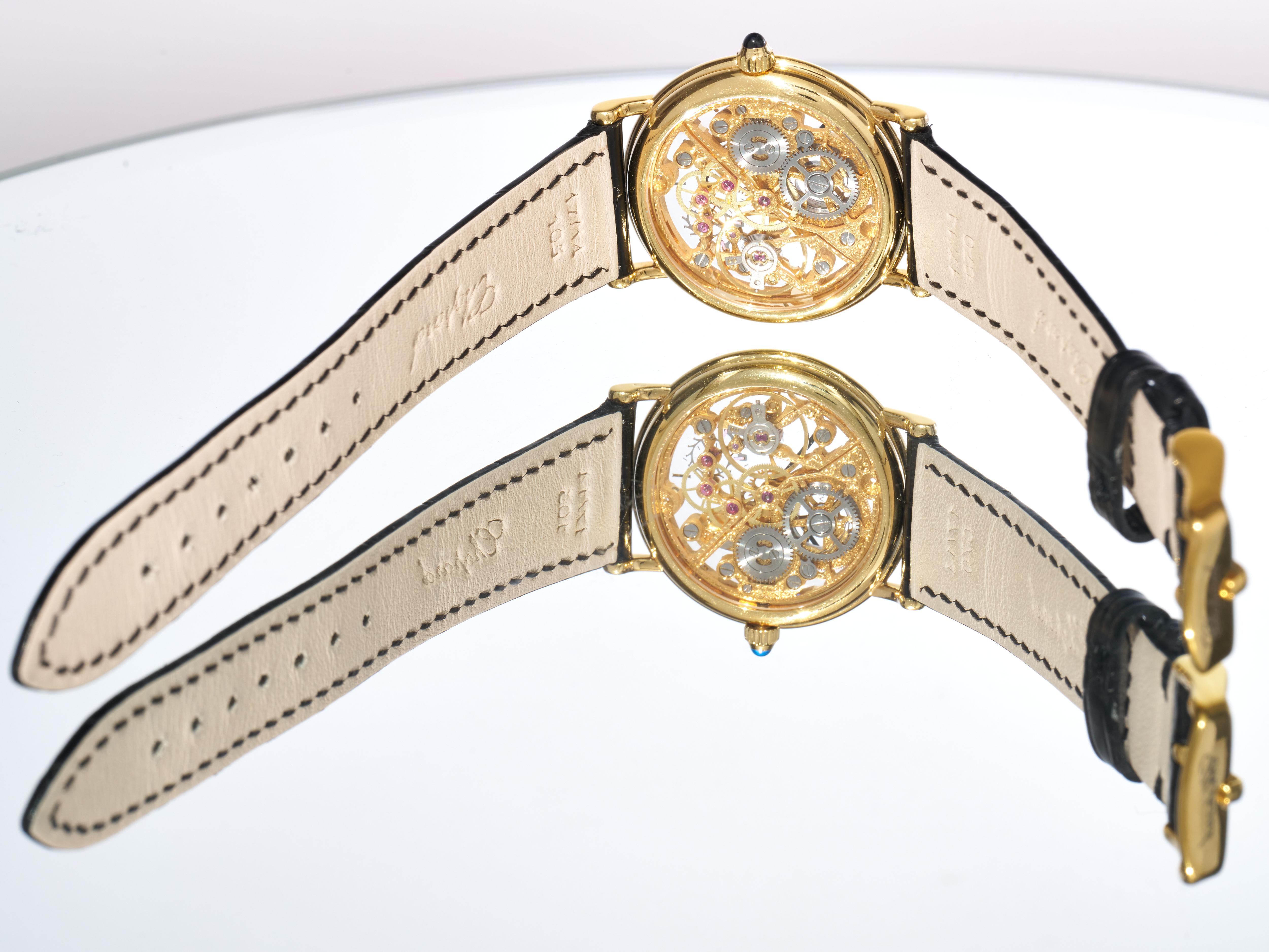 Chopard 18K Gold Skeleton Dress Watch Vento manuale 30mm Serviced 2025 1980s in vendita 9
