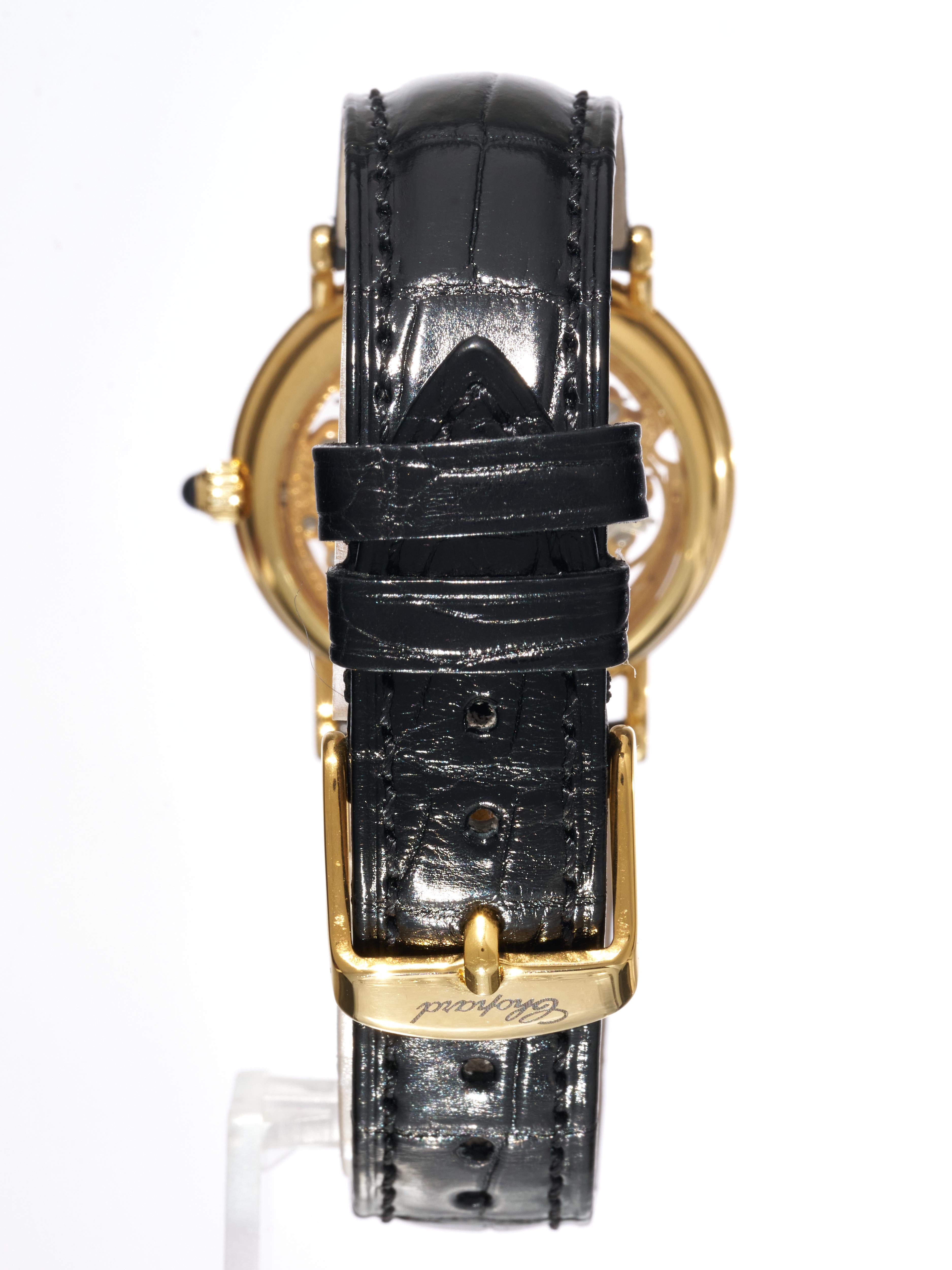Chopard 18K Gold Skeleton Dress Watch Vento manuale 30mm Serviced 2025 1980s in vendita 1