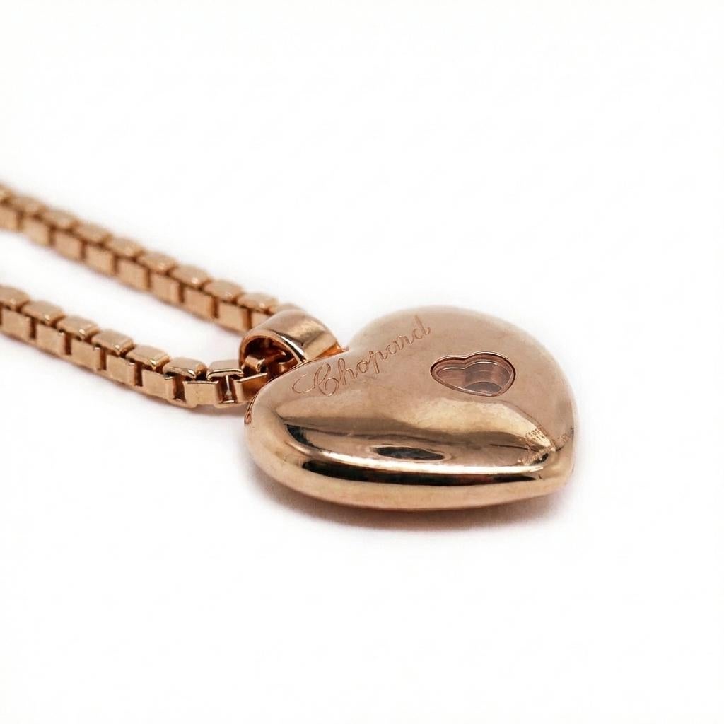 Chopard 18k Rose Gold Diamond Love Heart Necklace View 3