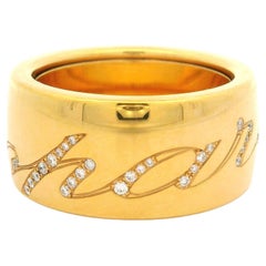 Chopard Anillo de oro rosa de 18 quilates con diamantes giratorio Chopardissimo Signature Ring Sz 56