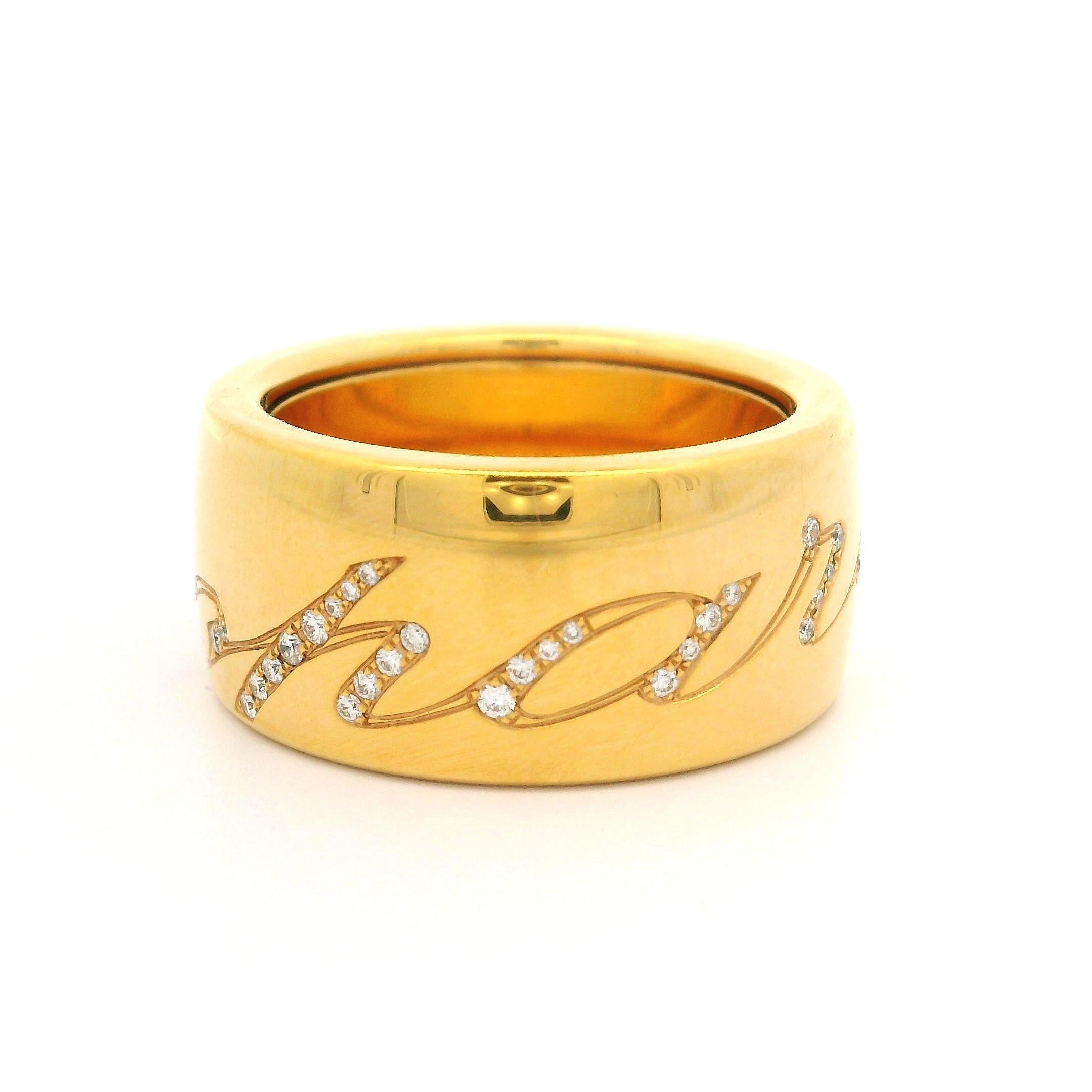 Chopard 18k Rose Gold Diamond Revolving Chopardissimo Signature Band Ring Sz 56 In Excellent Condition In Montclair, NJ