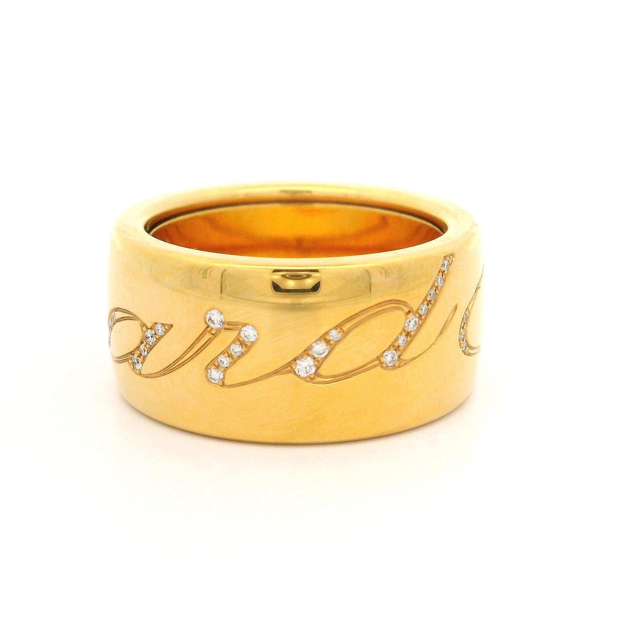 Women's Chopard 18k Rose Gold Diamond Revolving Chopardissimo Signature Band Ring Sz 56