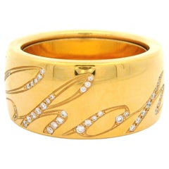 Chopard 18k Rose Gold Diamond Revolving Chopardissimo Signature Band Ring Sz 56