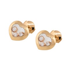 Chopard 18k Rose Gold Happy Diamond Heart Earrings