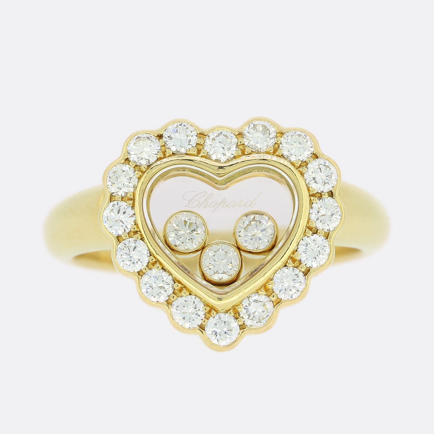 Chopard 18k Rose Gold Happy Diamond Heart Ring For Sale at 1stDibs