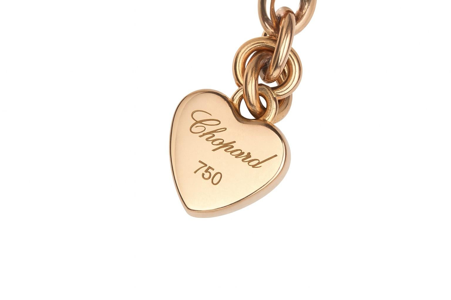 Taglio rotondo Collana con ciondolo ovale fluttuante Happy Diamonds di Chopard in oro rosa 18 carati in vendita