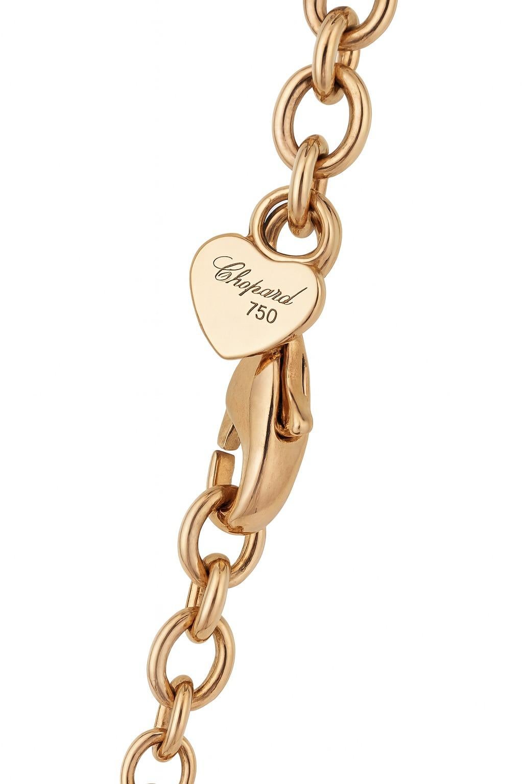 Collana con ciondolo ovale fluttuante Happy Diamonds di Chopard in oro rosa 18 carati In condizioni ottime in vendita a Chicago, IL