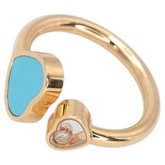 Chopard Bague Happy Hearts en or rose 18K avec diamant et turquoise