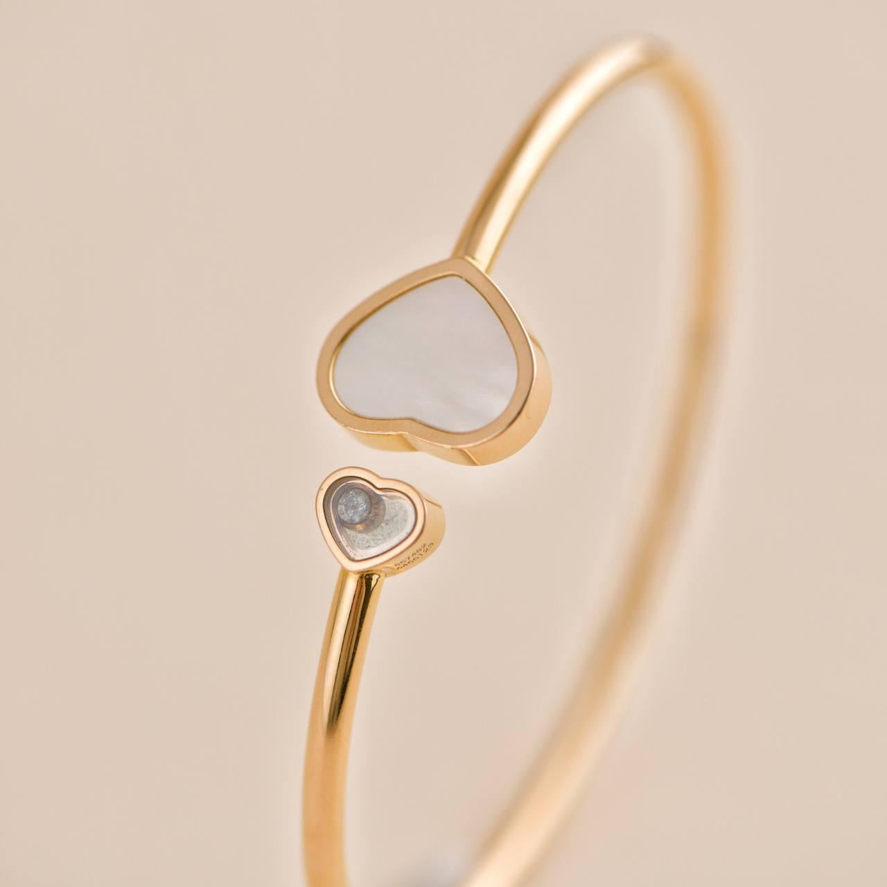 Chopard 18 Karat Roségold Perlmutt-Diamant- Happy Heart-Armband im Zustand „Hervorragend“ im Angebot in Banbury, GB