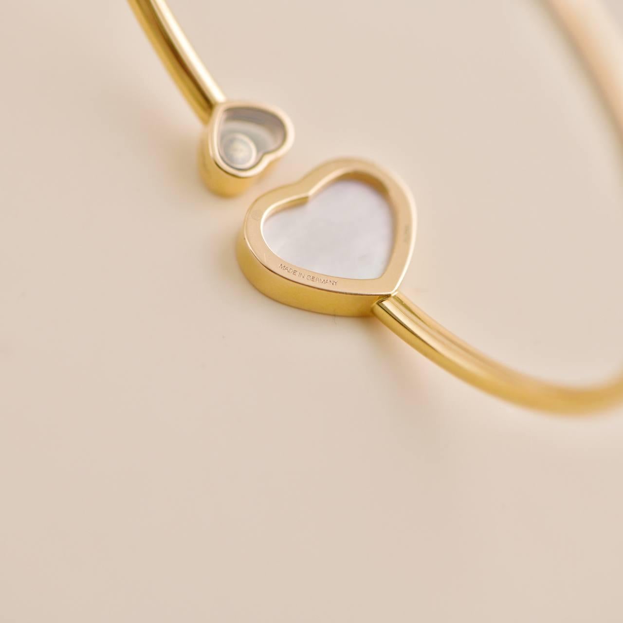 Women's or Men's Chopard 18K Rose Gold Mother of Pearl Diamond Happy Heart Bracelet For Sale