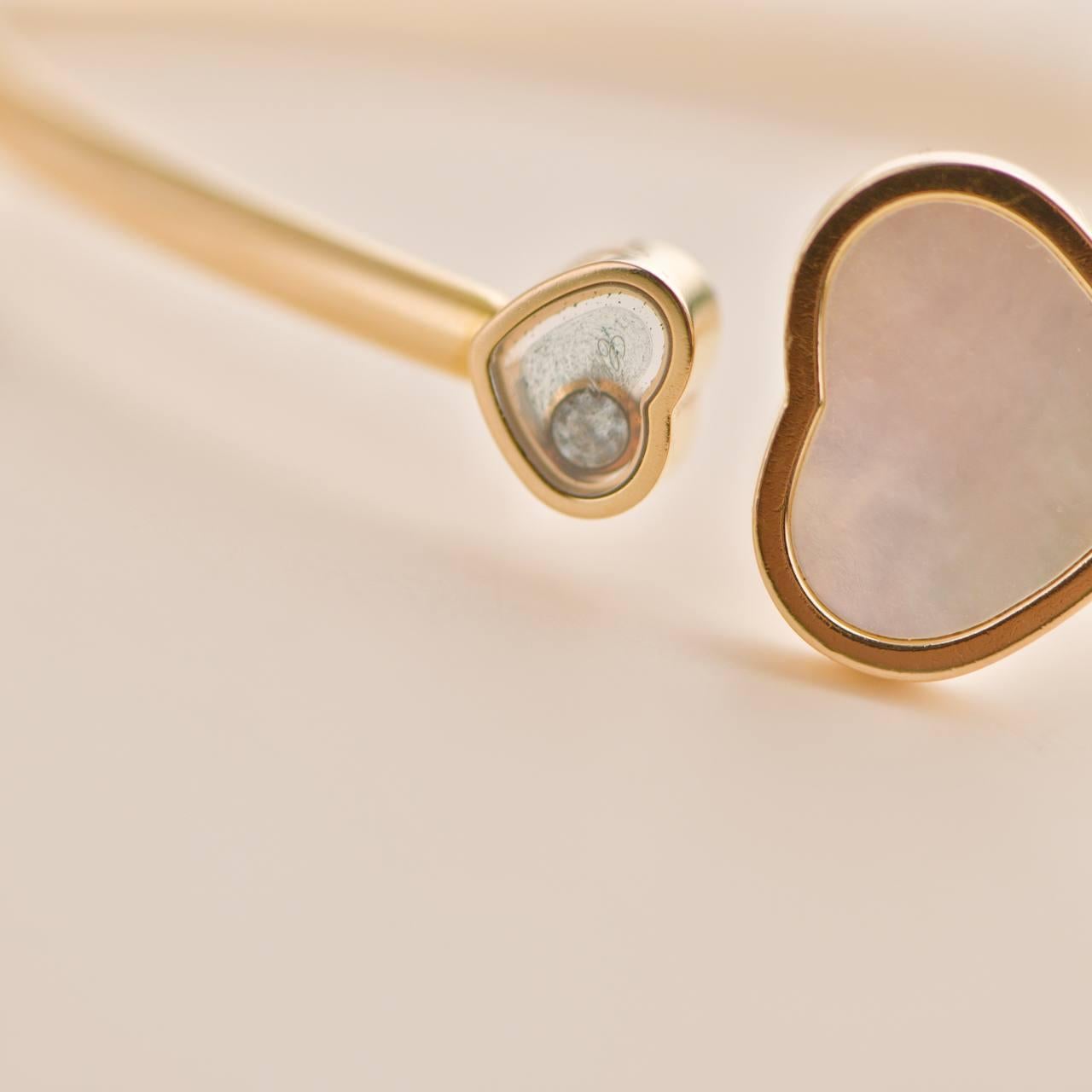 Chopard 18K Rose Gold Mother of Pearl Diamond Happy Heart Bracelet For Sale 2
