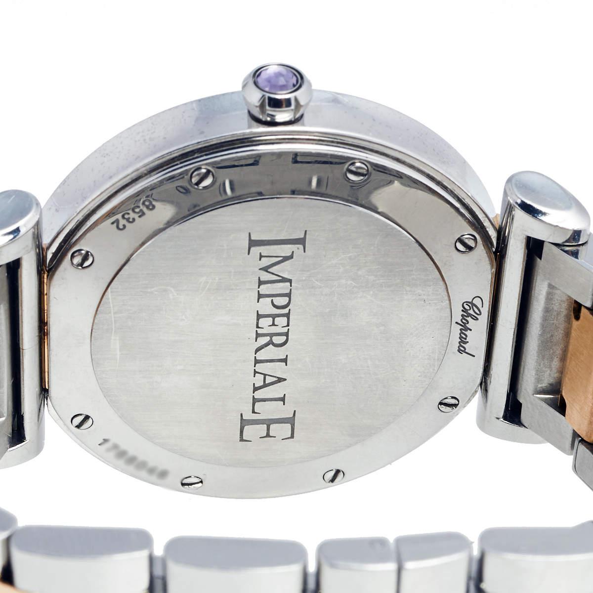 Contemporary Chopard 18k Rose Gold Stainless Diamond Imperiale Women's Wristwatch 36 mm