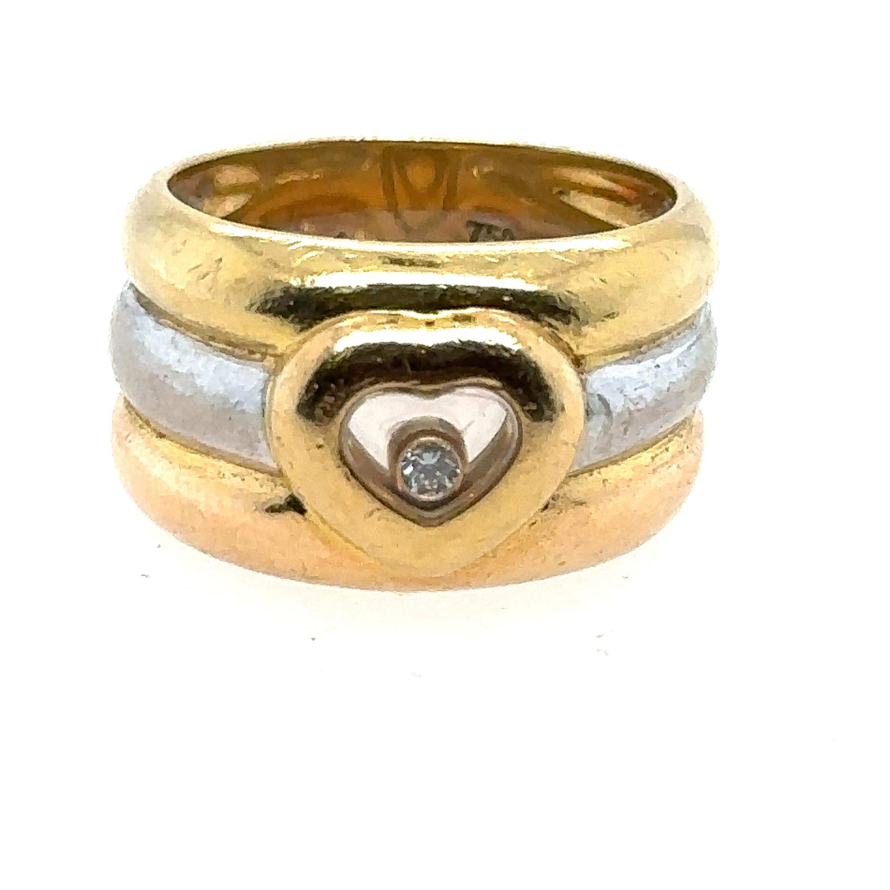 Women's or Men's Chopard 18K Tri Gold Happy Hearts Ring 