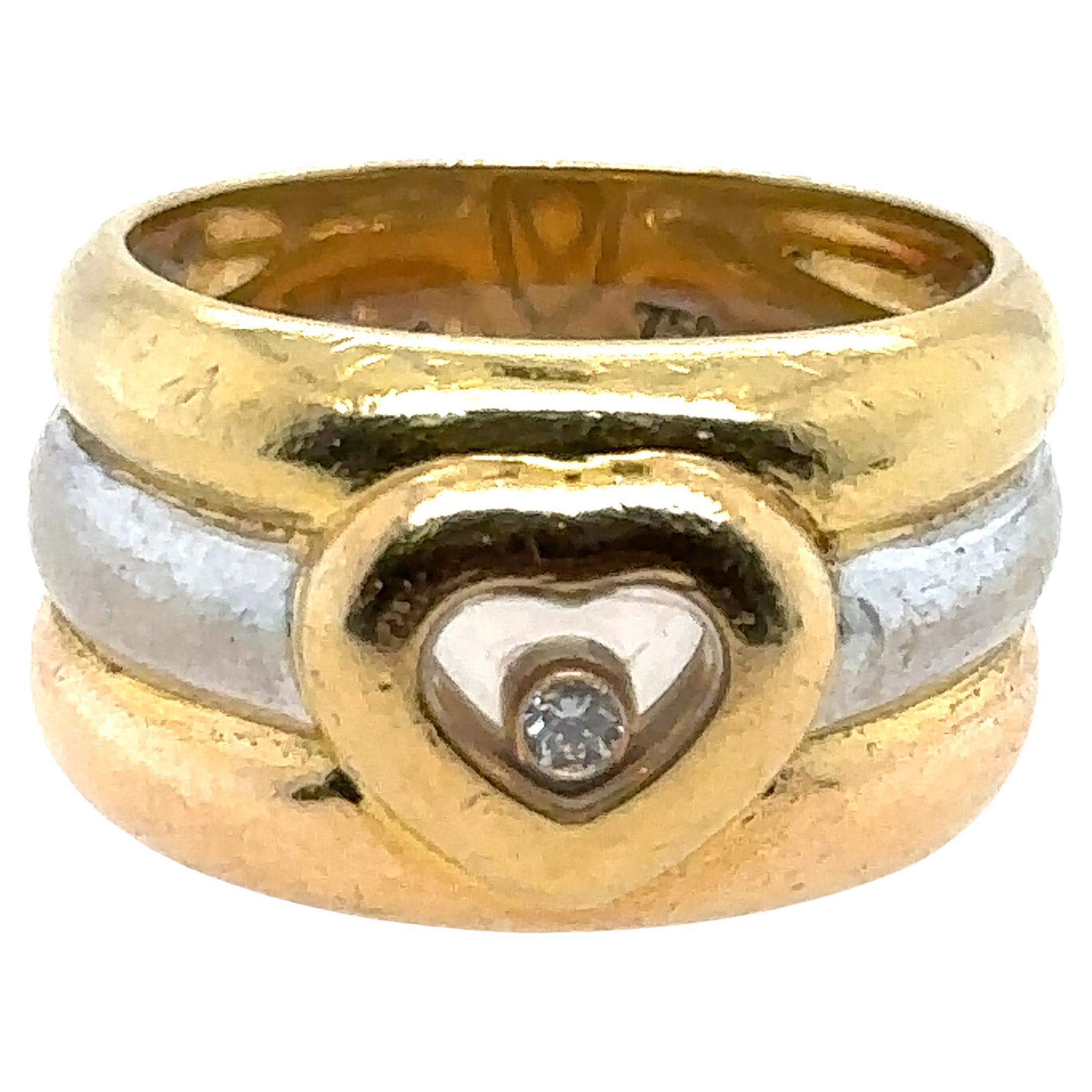 Chopard 18K Tri Gold Happy Hearts Ring 
