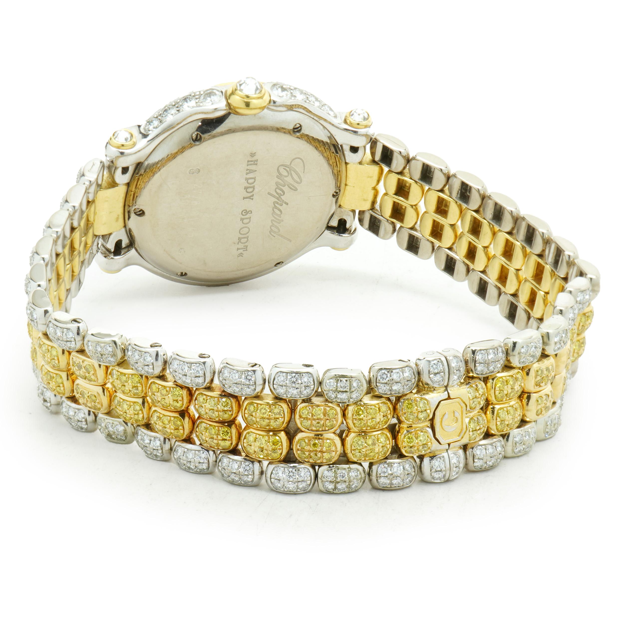 Round Cut Chopard 18k Two Tone Happy Sport Diamond Ladies Watch