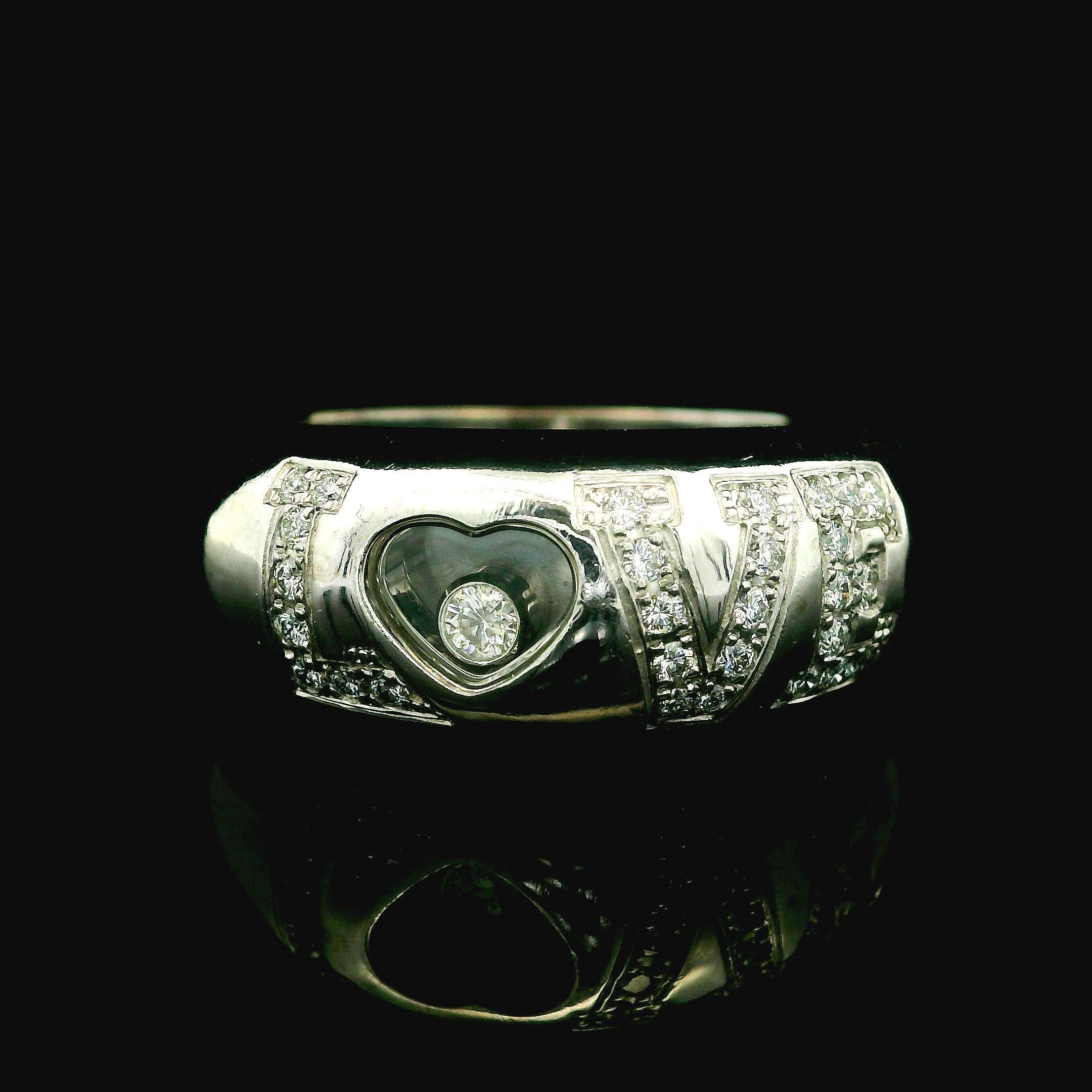 Chopard 18k Weißgold 0,29 Karat Diamant Love Happy Ring mit Box und Papieren (Brillantschliff)