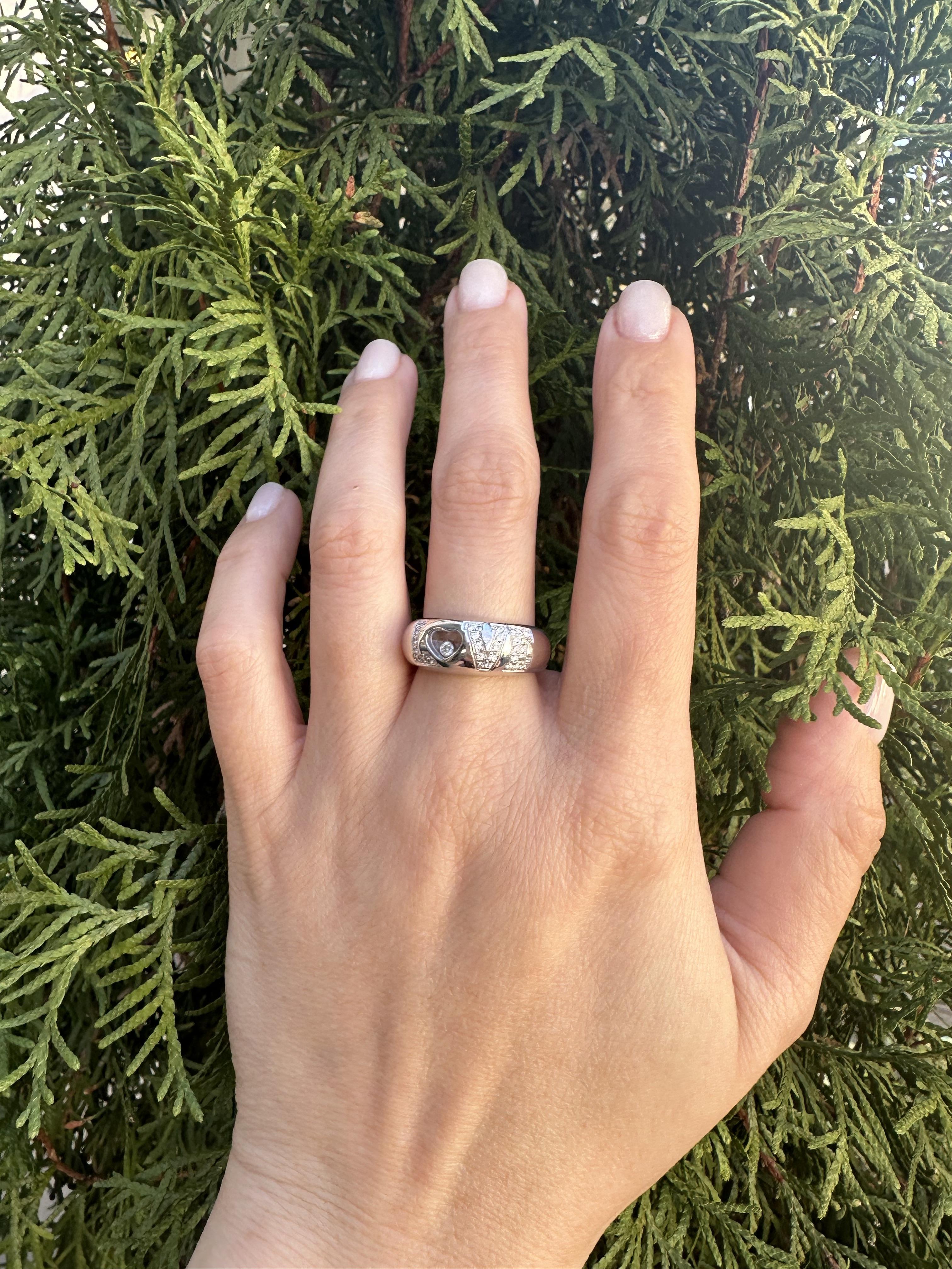 Chopard 18k Weißgold 0,29 Karat Diamant Love Happy Ring mit Box und Papieren Damen
