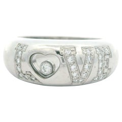Chopard 18k White Gold 0.29ctw Diamond Love Happy Ring w/ Box and Papers