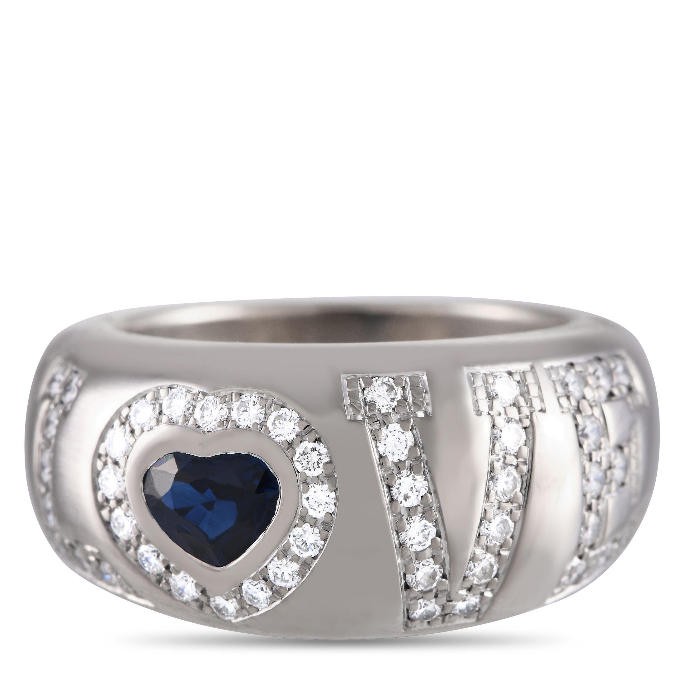 18 Karat Weißgold Love-Ring mit 0,50 Karat Diamant und Saphir von Chopard (Rundschliff)