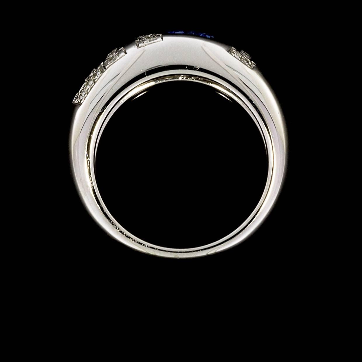 Round Cut Chopard 18 Karat White Gold 0.75 Carat Sapphire and Diamond LOVE Ring