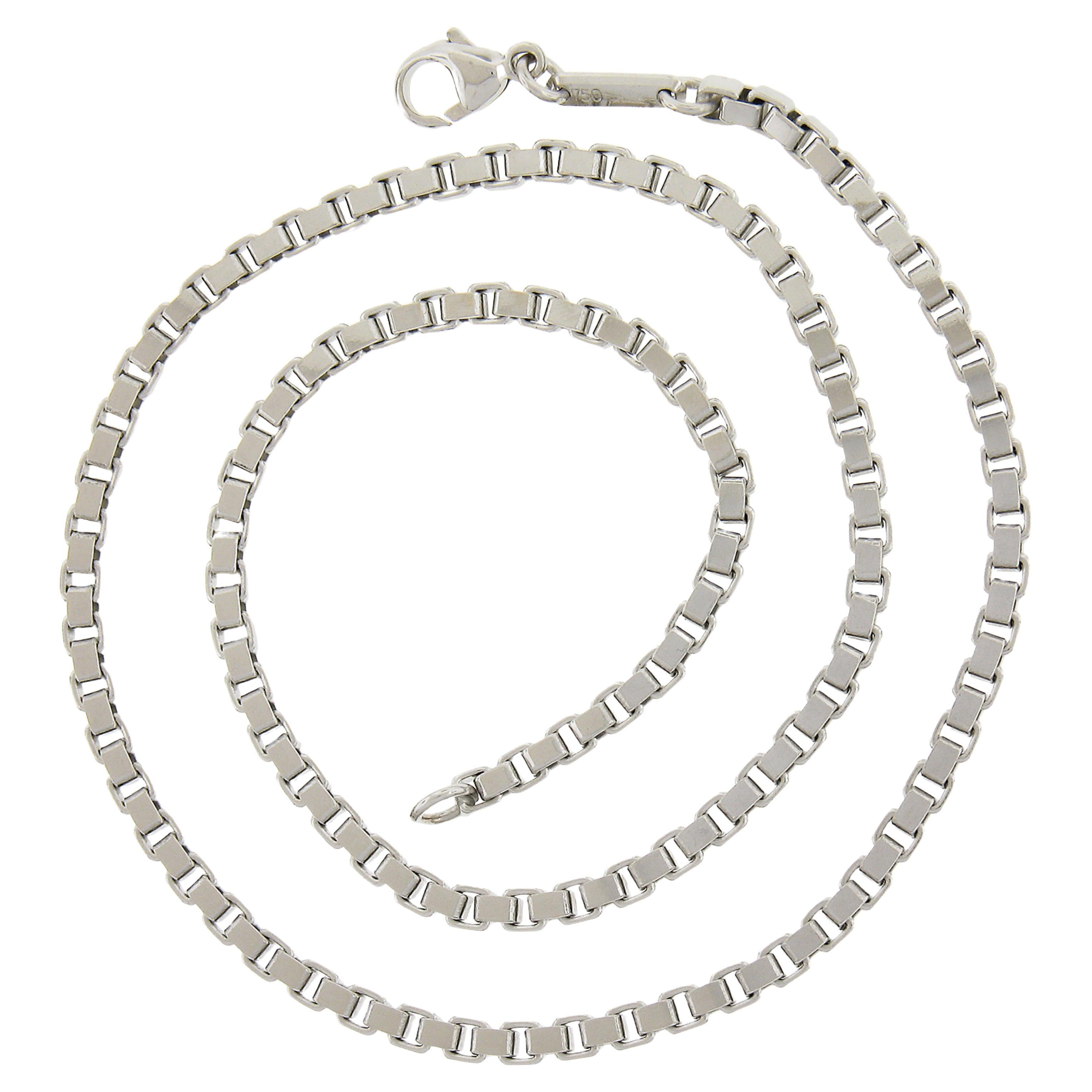 Chopard 18K White Gold 16" 3mm Polished Box Link Chain Necklace w/ Lobster Claw For Sale
