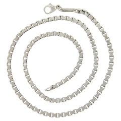 Chopard 18K White Gold 16" 3mm Polished Box Link Chain Necklace w/ Lobster Claw