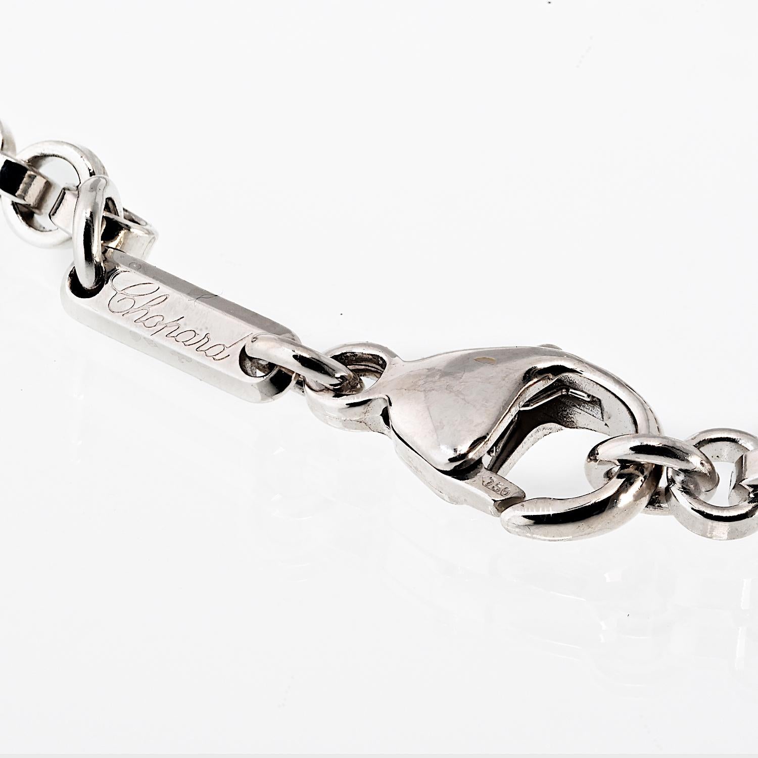 Cadena Chopard de oro blanco de 18 quilates de 23 pulgadas en venta 1