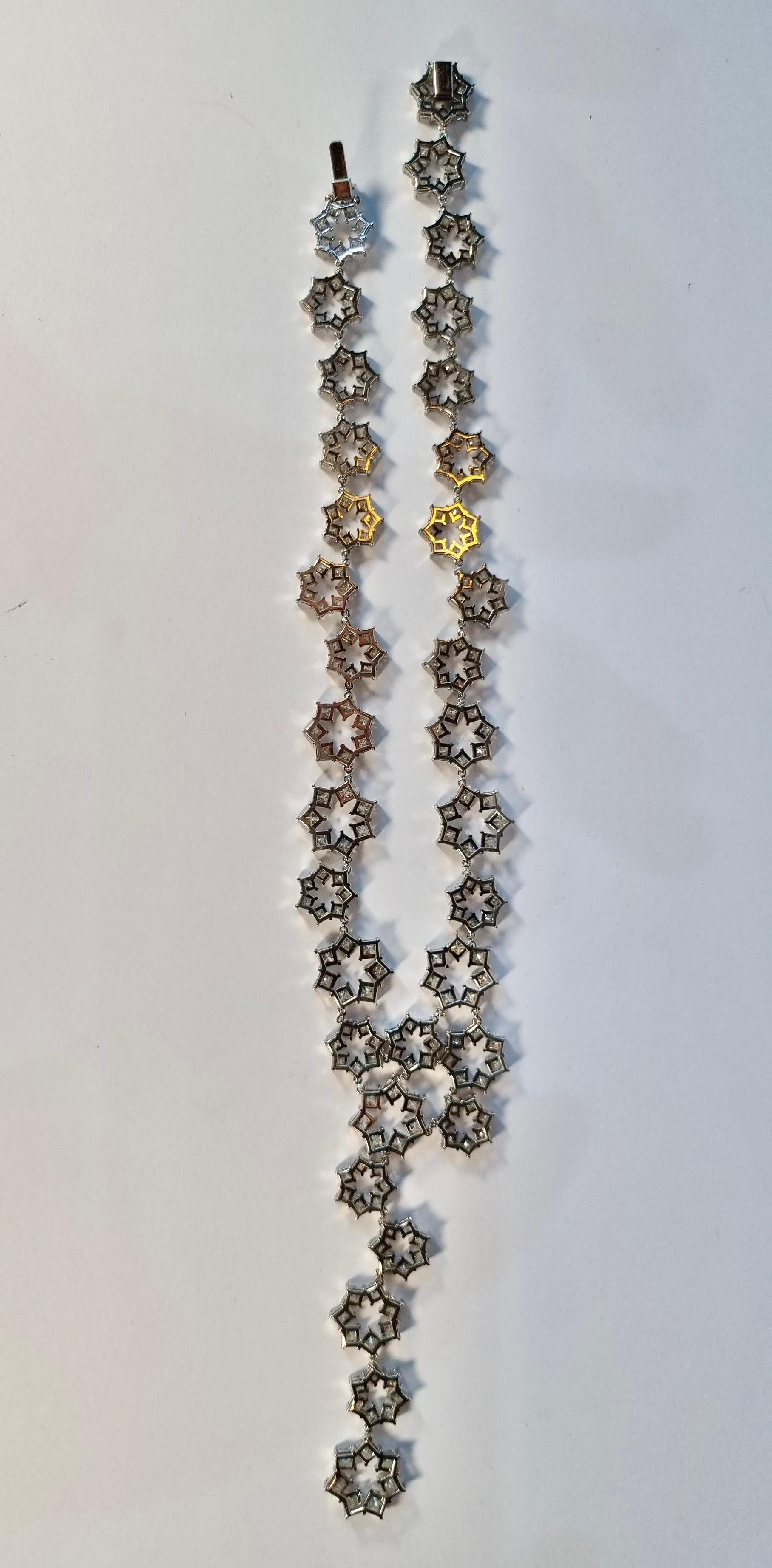 Chopard 18k White Gold and 239 Princess 46, 59ct  Diamonds Stars Necklace 3