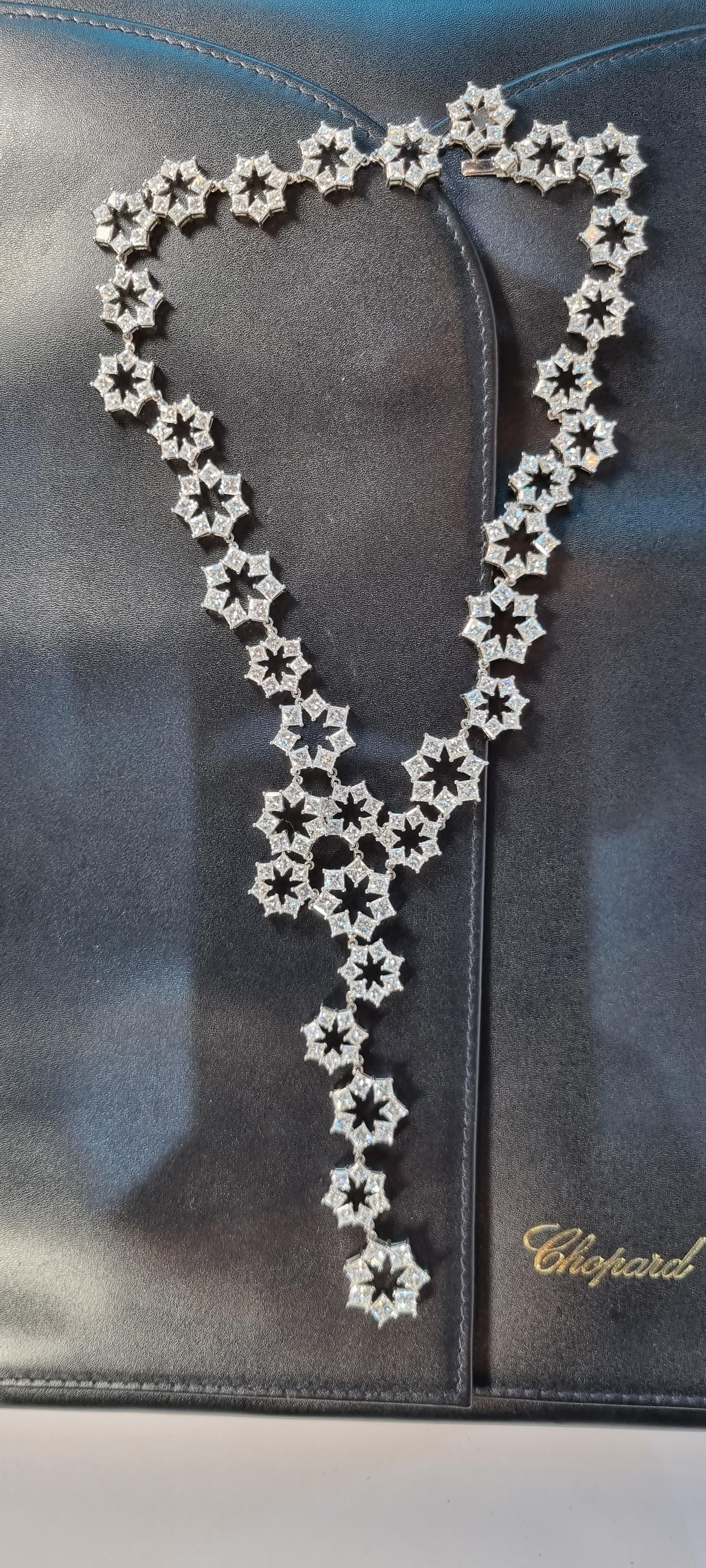 Chopard 18k White Gold and 239 Princess 46, 59ct  Diamonds Stars Necklace 4
