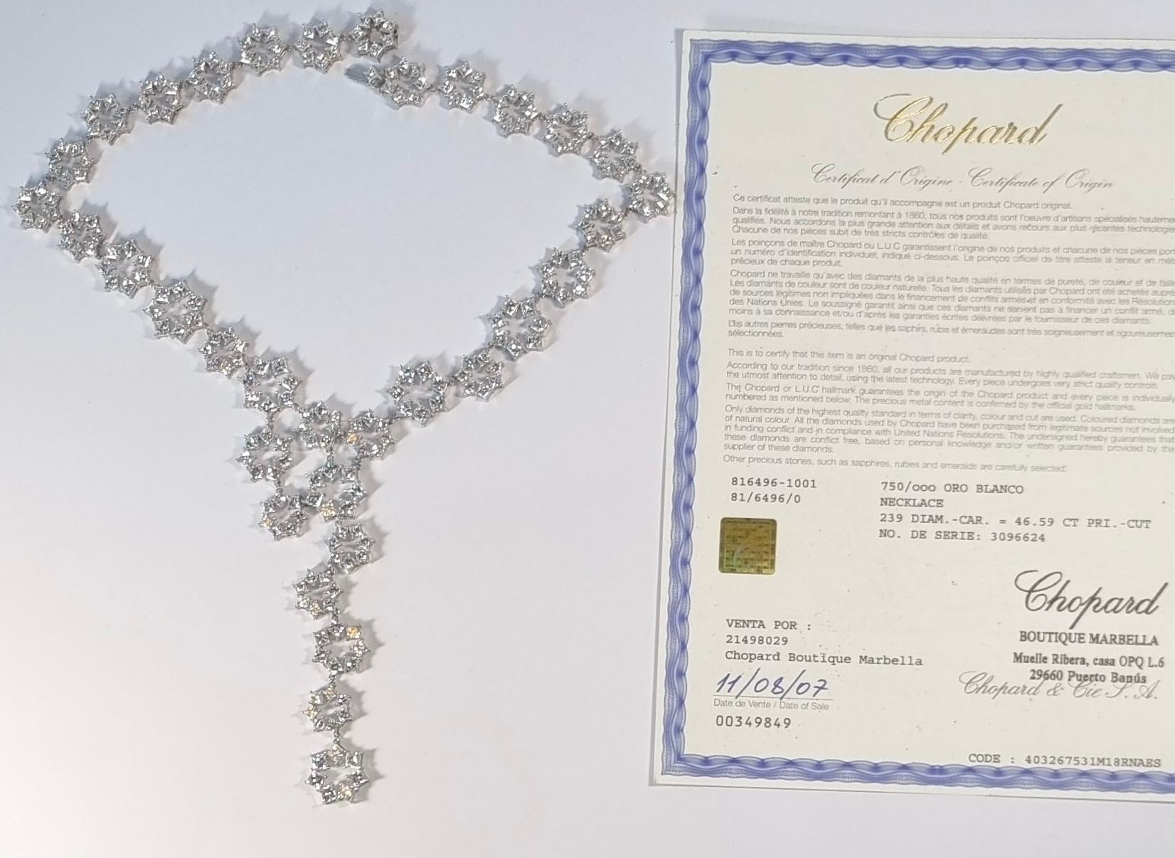 Chopard 18k White Gold and 239 Princess 46, 59ct  Diamonds Stars Necklace 2