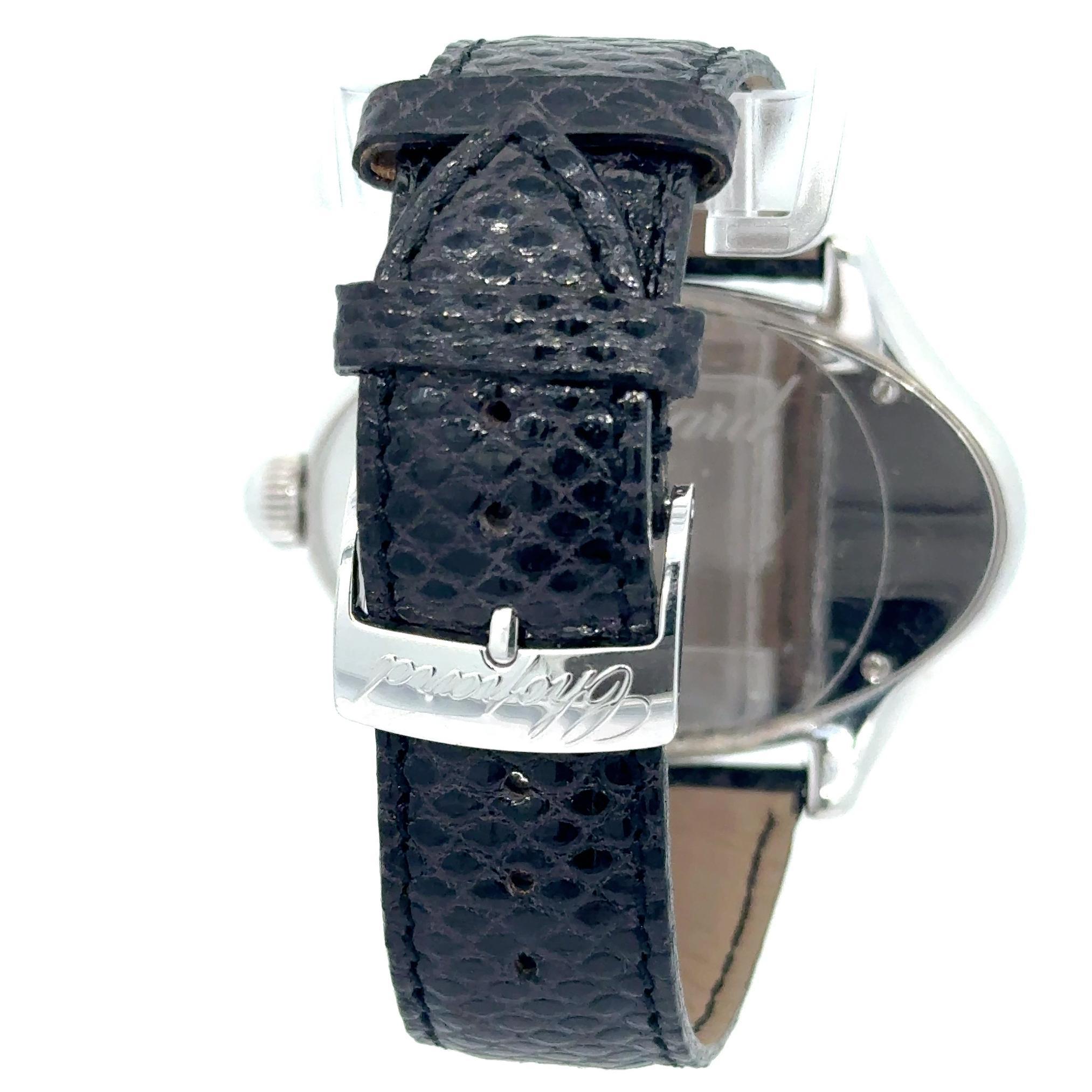 Taille ronde Chopard Montre-bracelet pour dames Montres Dame Cat Eye en or blanc 18 carats et diamants en vente