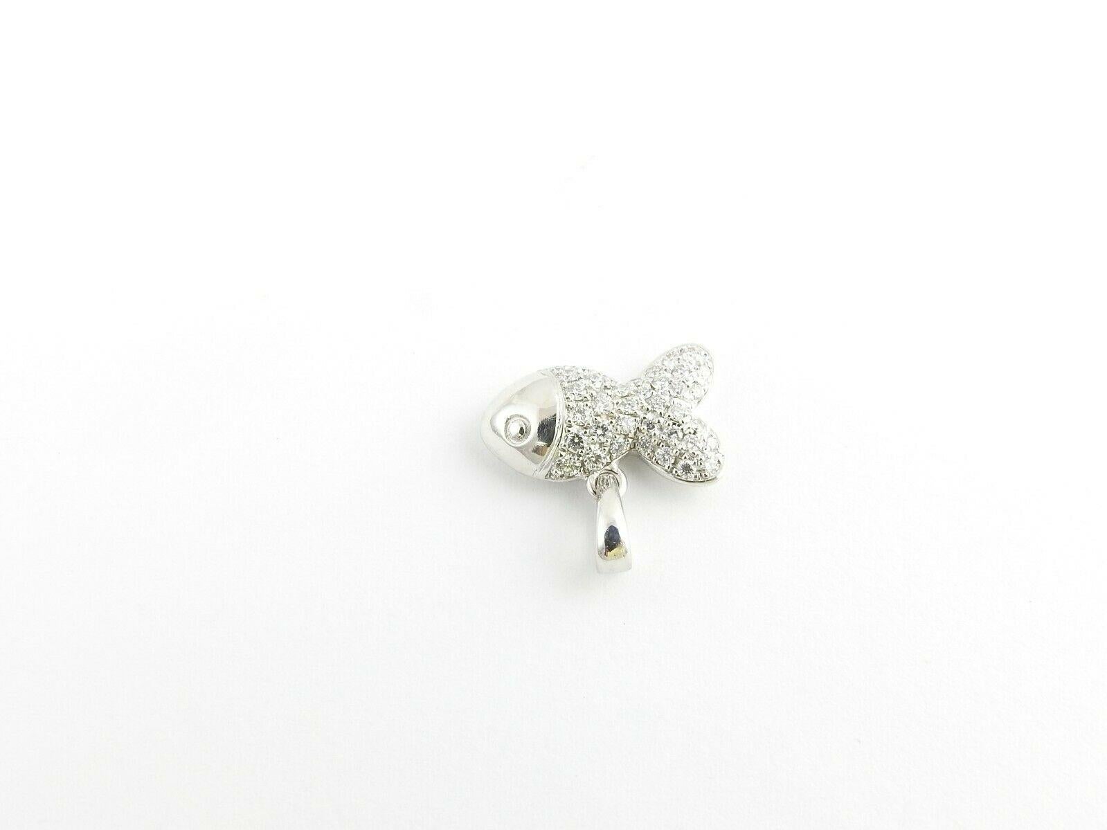 Women's Chopard 18 Karat White Gold and Pave Diamond Happy Fish Pendant .45 Carat
