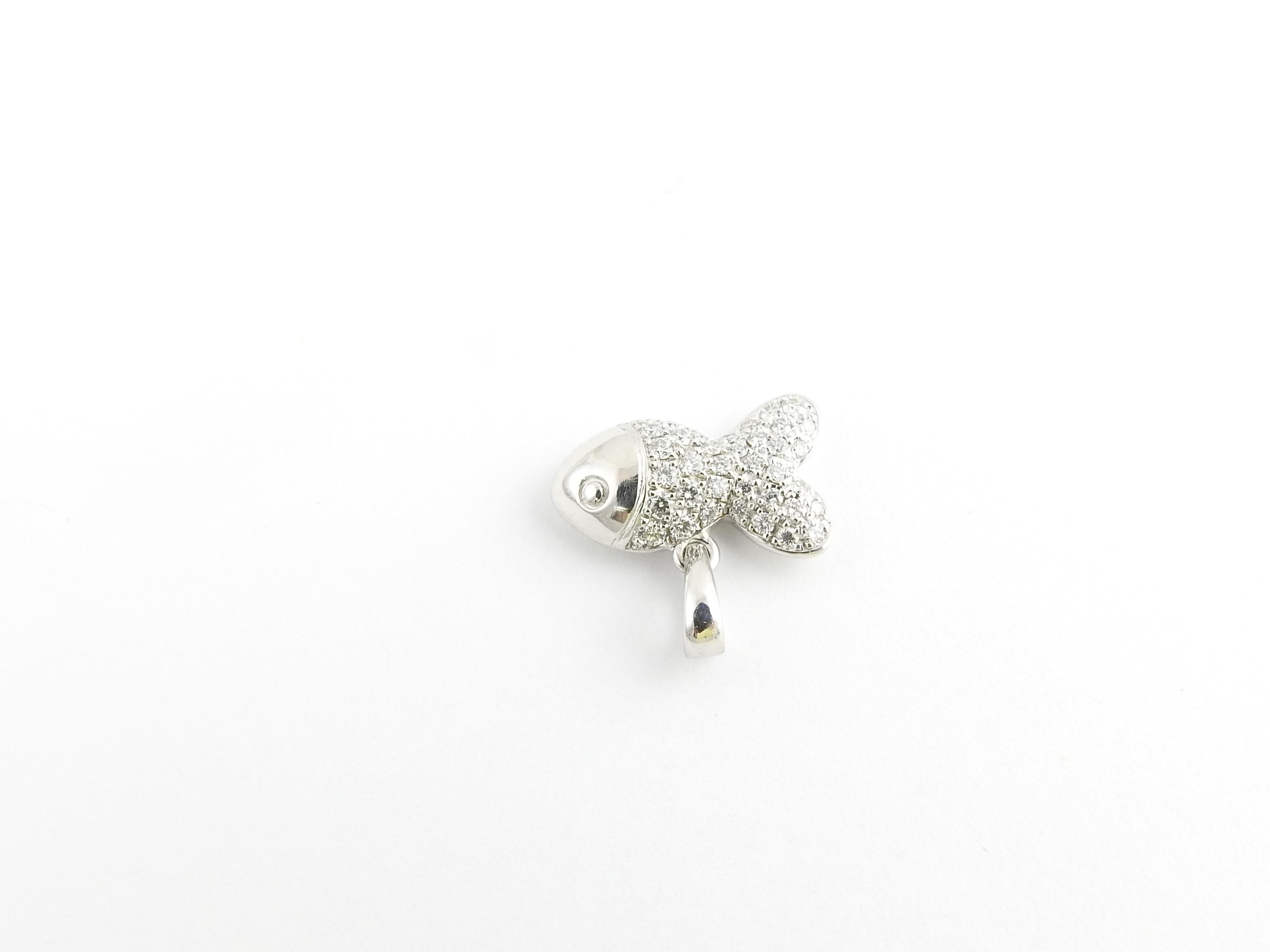 Chopard 18 Karat White Gold and Pave Diamond Happy Fish Pendant .45 Carat In Good Condition In Washington Depot, CT