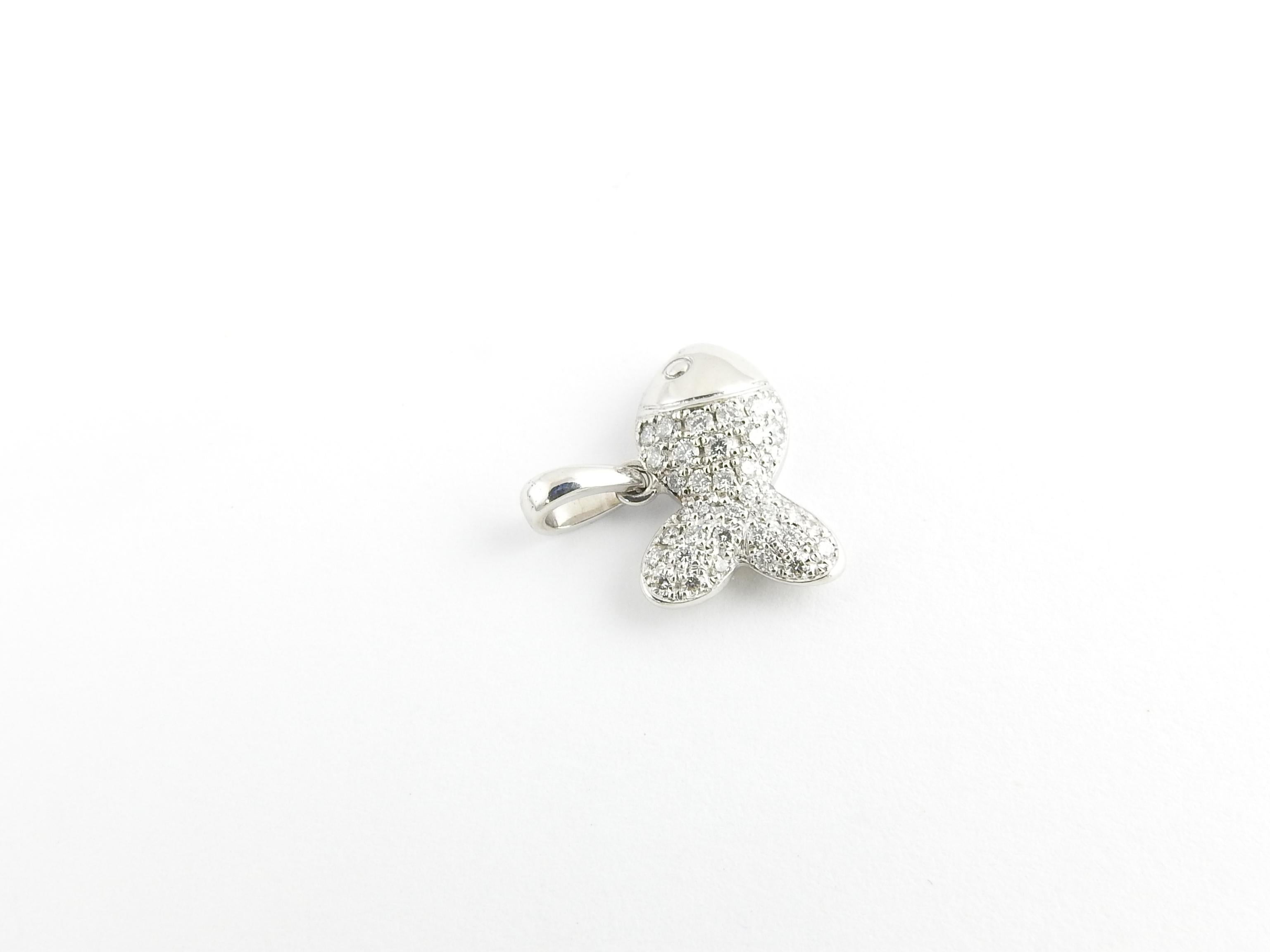 Women's or Men's Chopard 18 Karat White Gold and Pave Diamond Happy Fish Pendant .45 Carat
